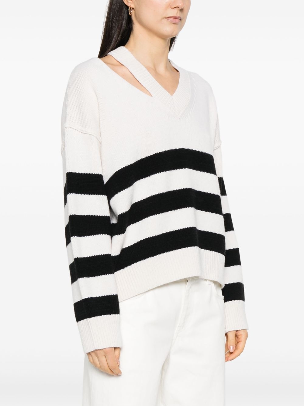 deconstructed V-neck sweater - 3