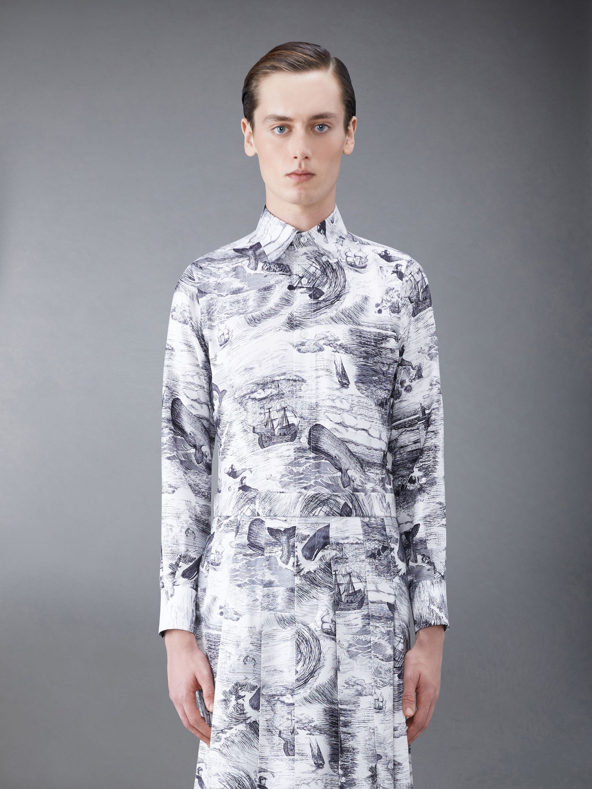 Nautical Toile Silk Twill Classic Fit Shirt - 1