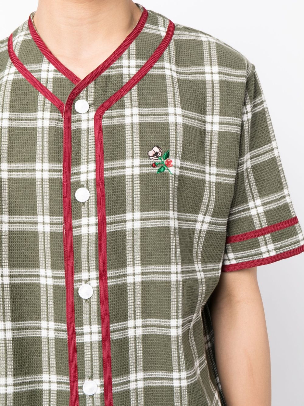 check-pattern striped-edge shirt - 5
