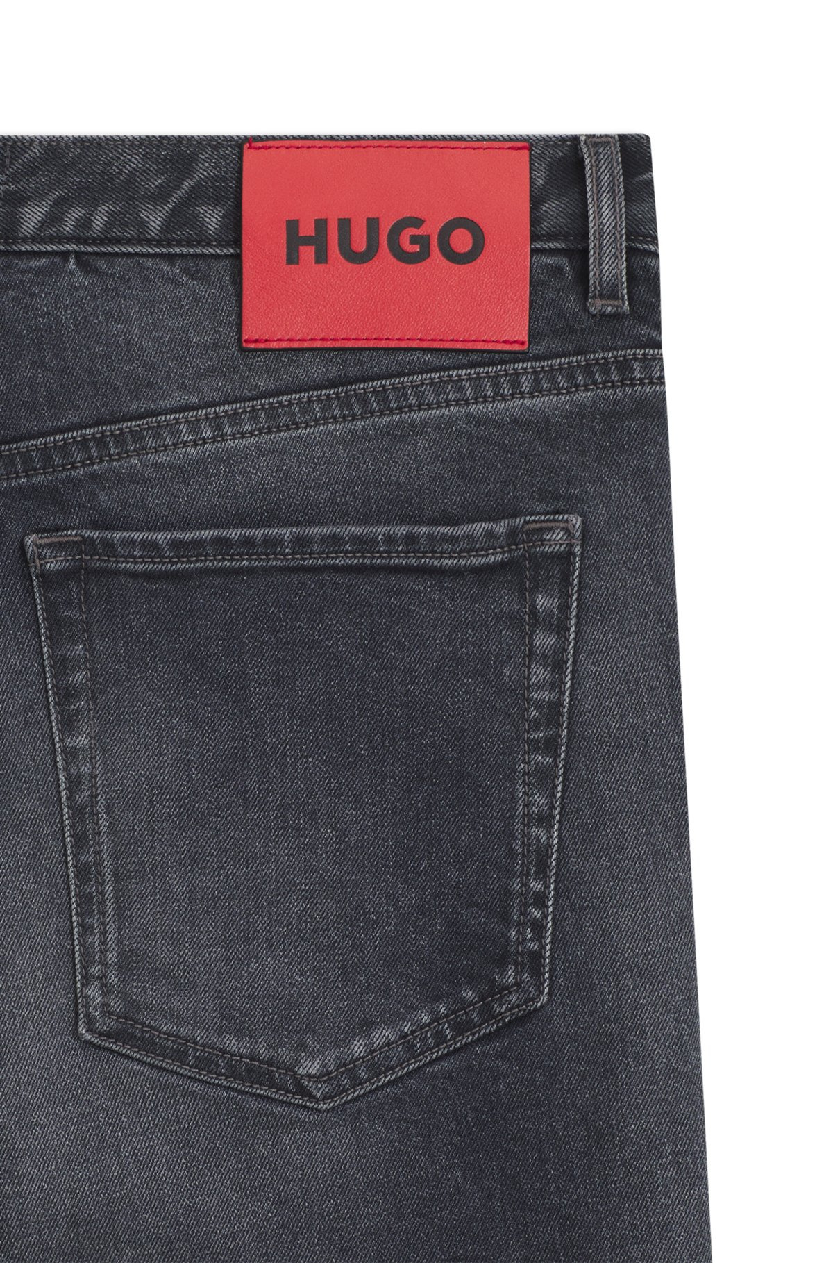 TAPERED-FIT JEANS IN USED-EFFECT GRAY DENIM - 6