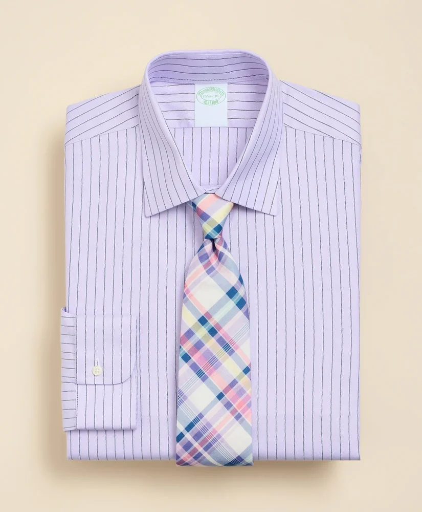 Brooks Brothers Explorer Collection Non-Iron Twill Ainsley Collar, Pinstripe Dress Shirt - 1