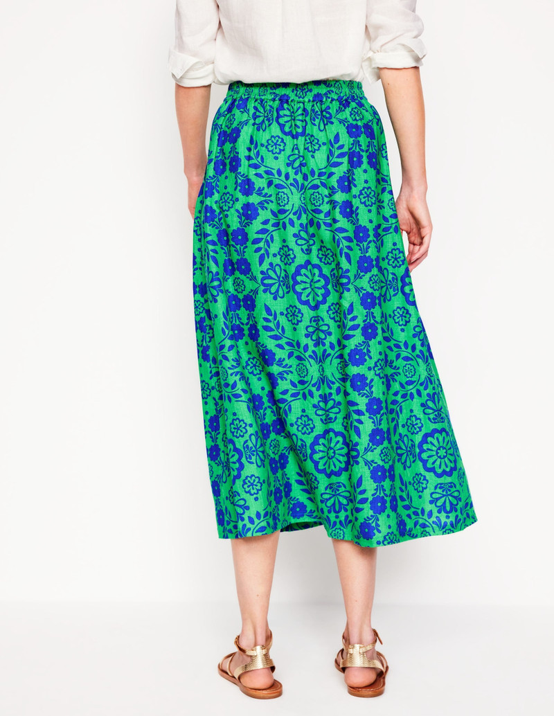 Verity Linen Midi Skirt-Structured Meadow Mono 5