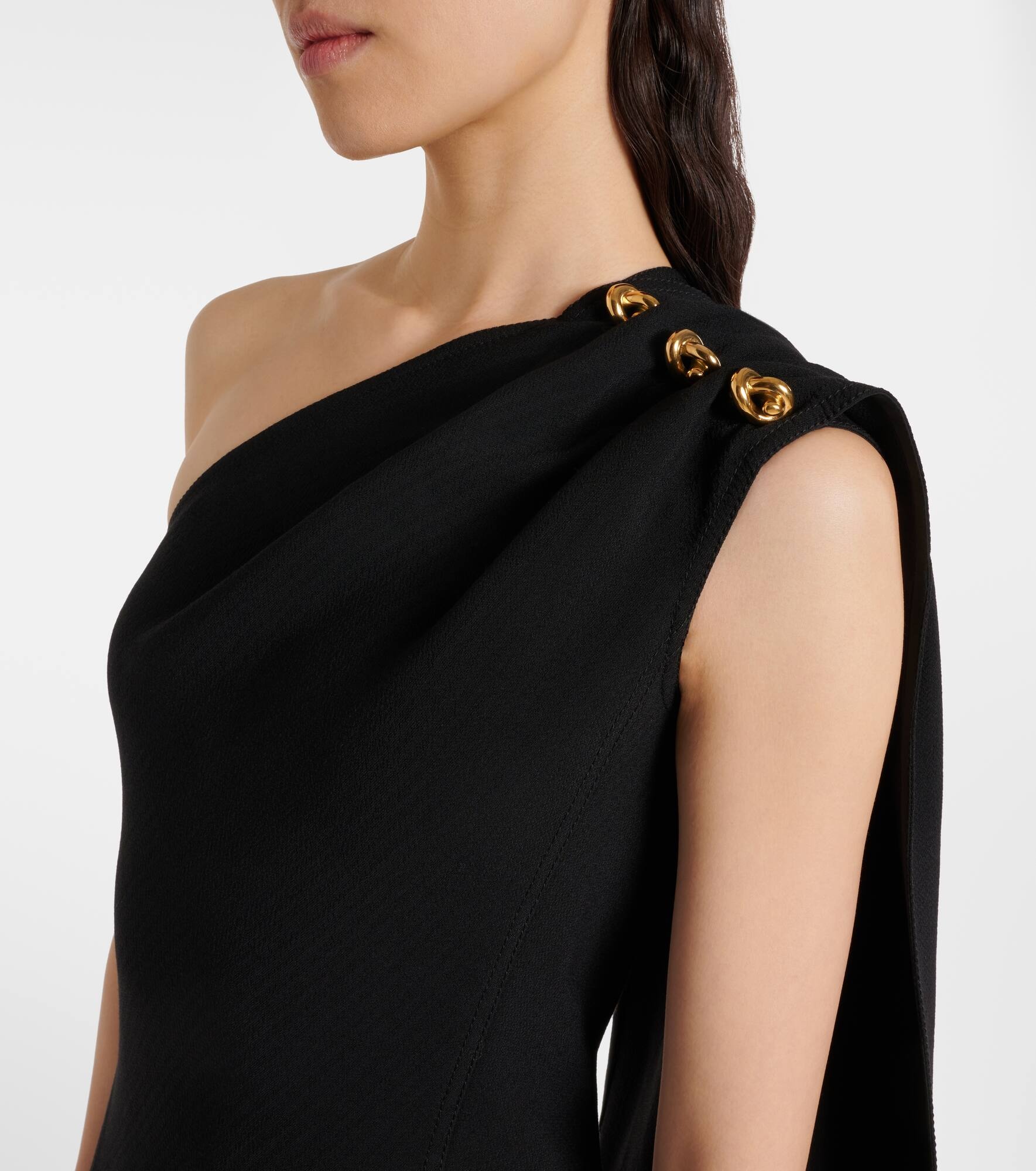 One-shoulder crêpe midi dress - 5