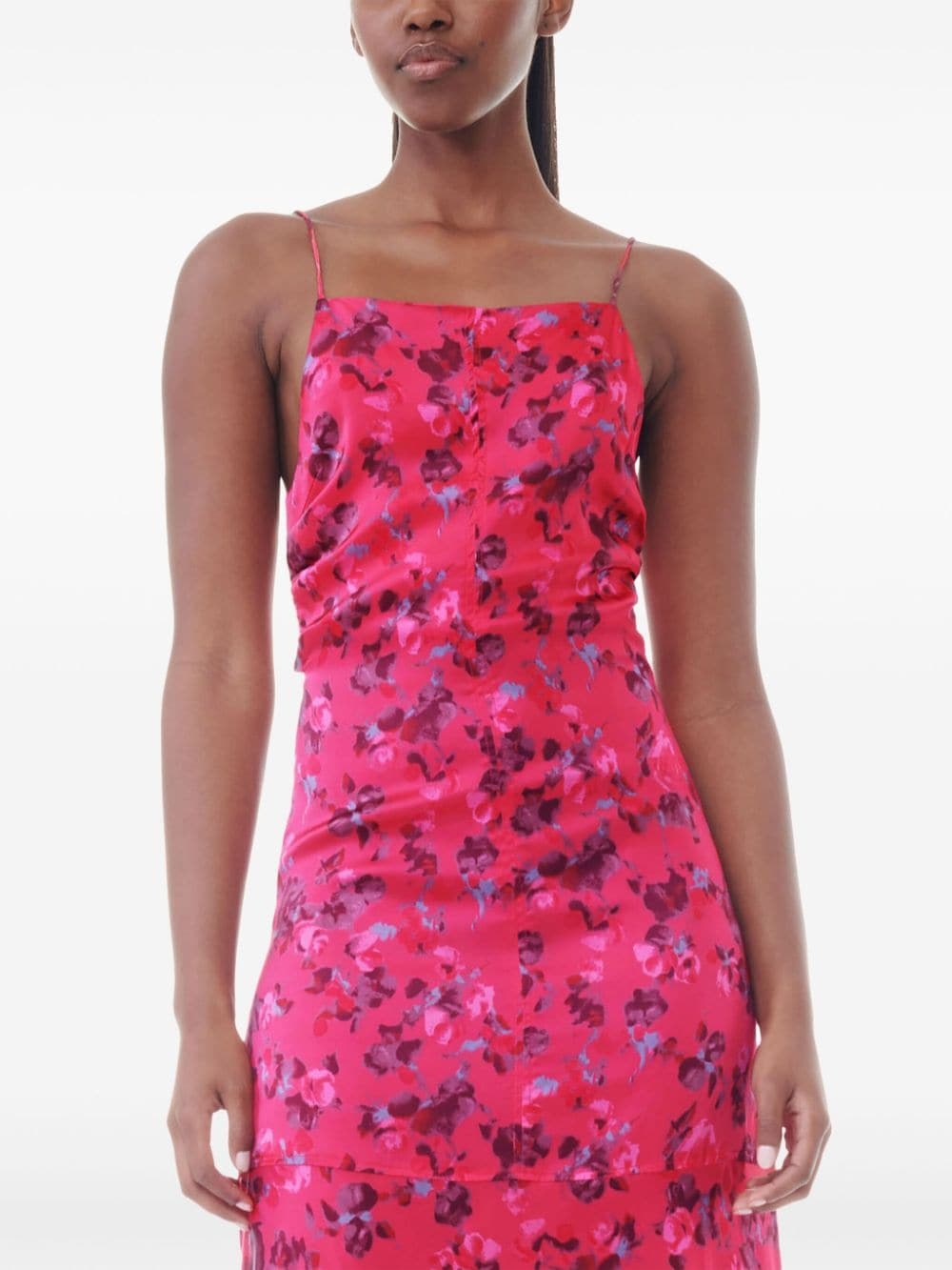 floral-print satin slip dress - 5