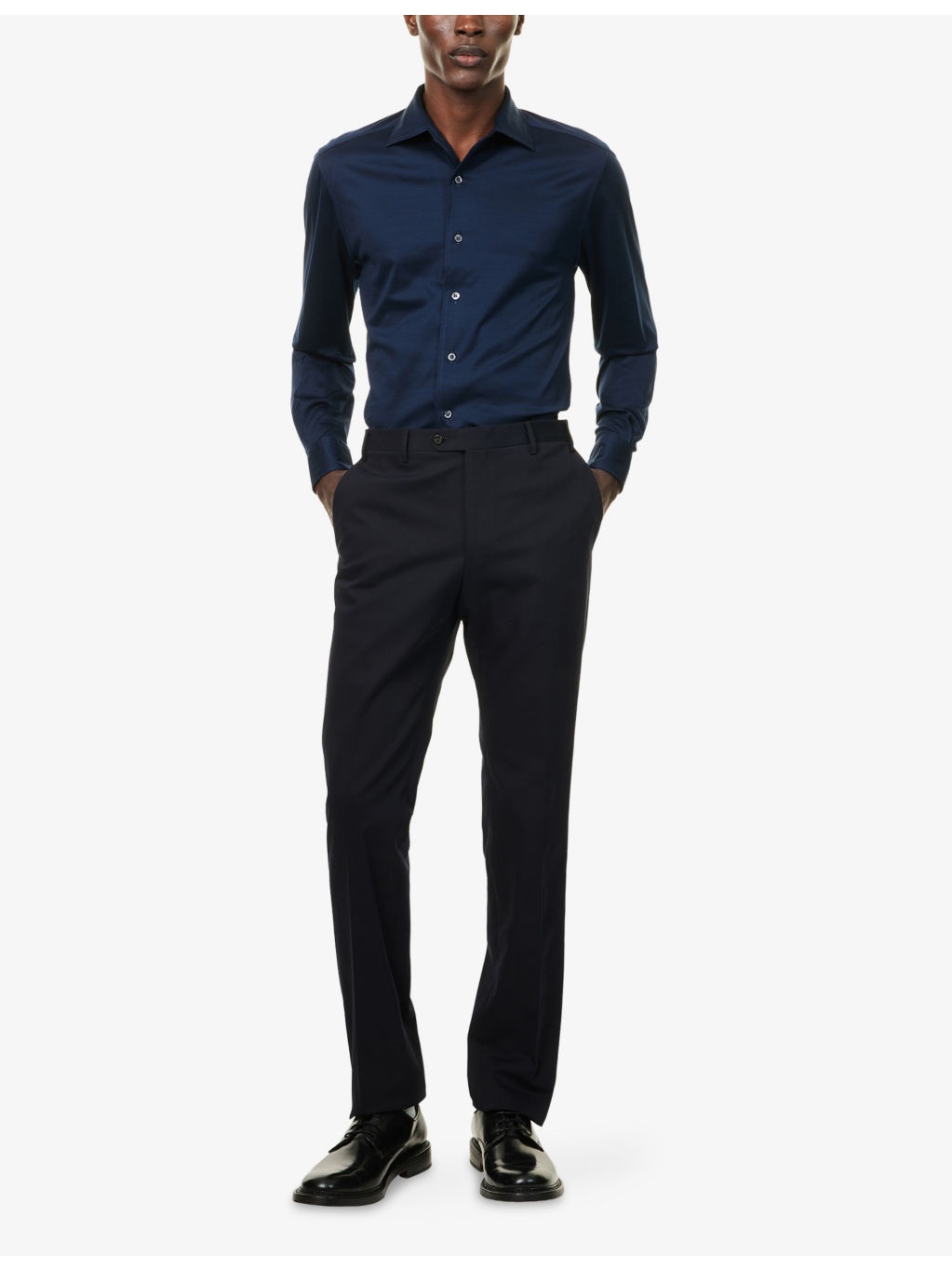Straight-Leg Mid-Rise Cotton and Cashmere-Blend Trousers - 2