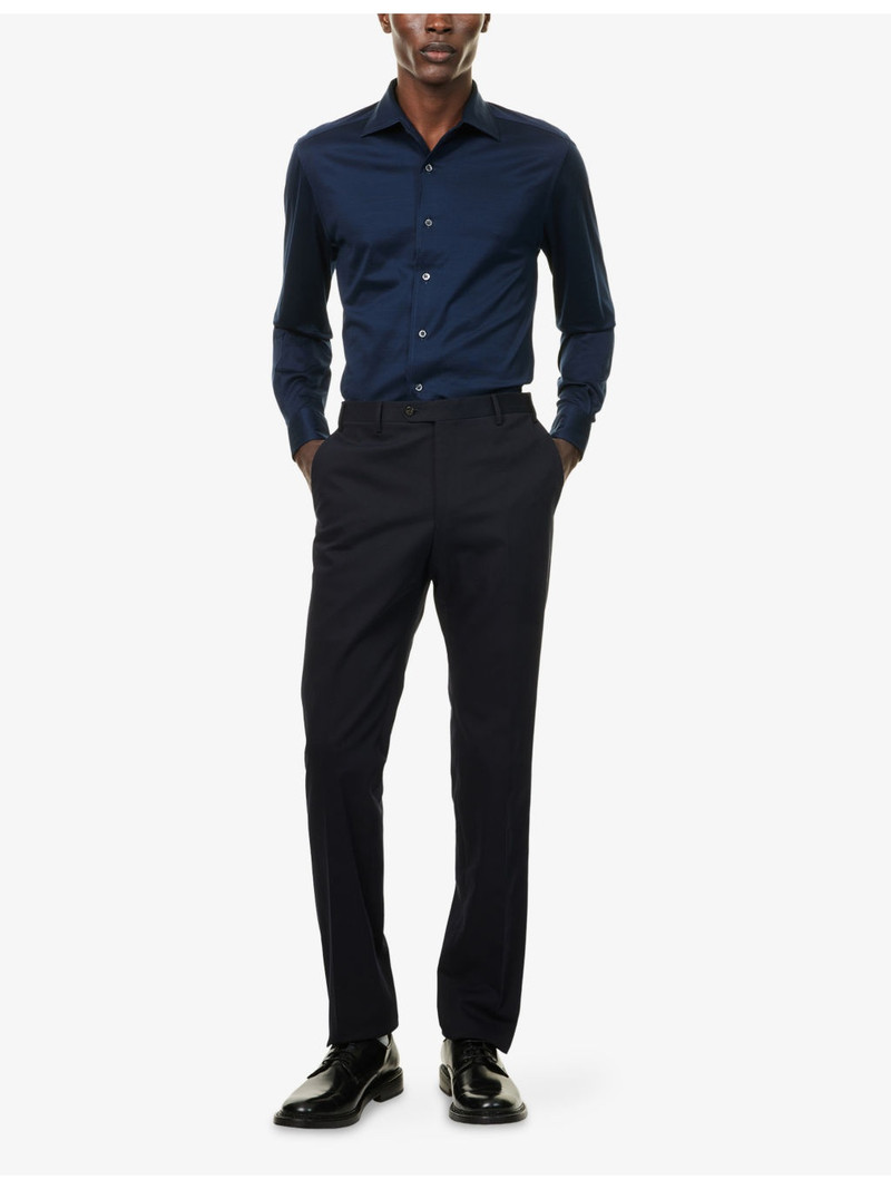 CORNELIANI Straight-Leg Mid-Rise Cotton and Cashmere-Blend Trousers outlook