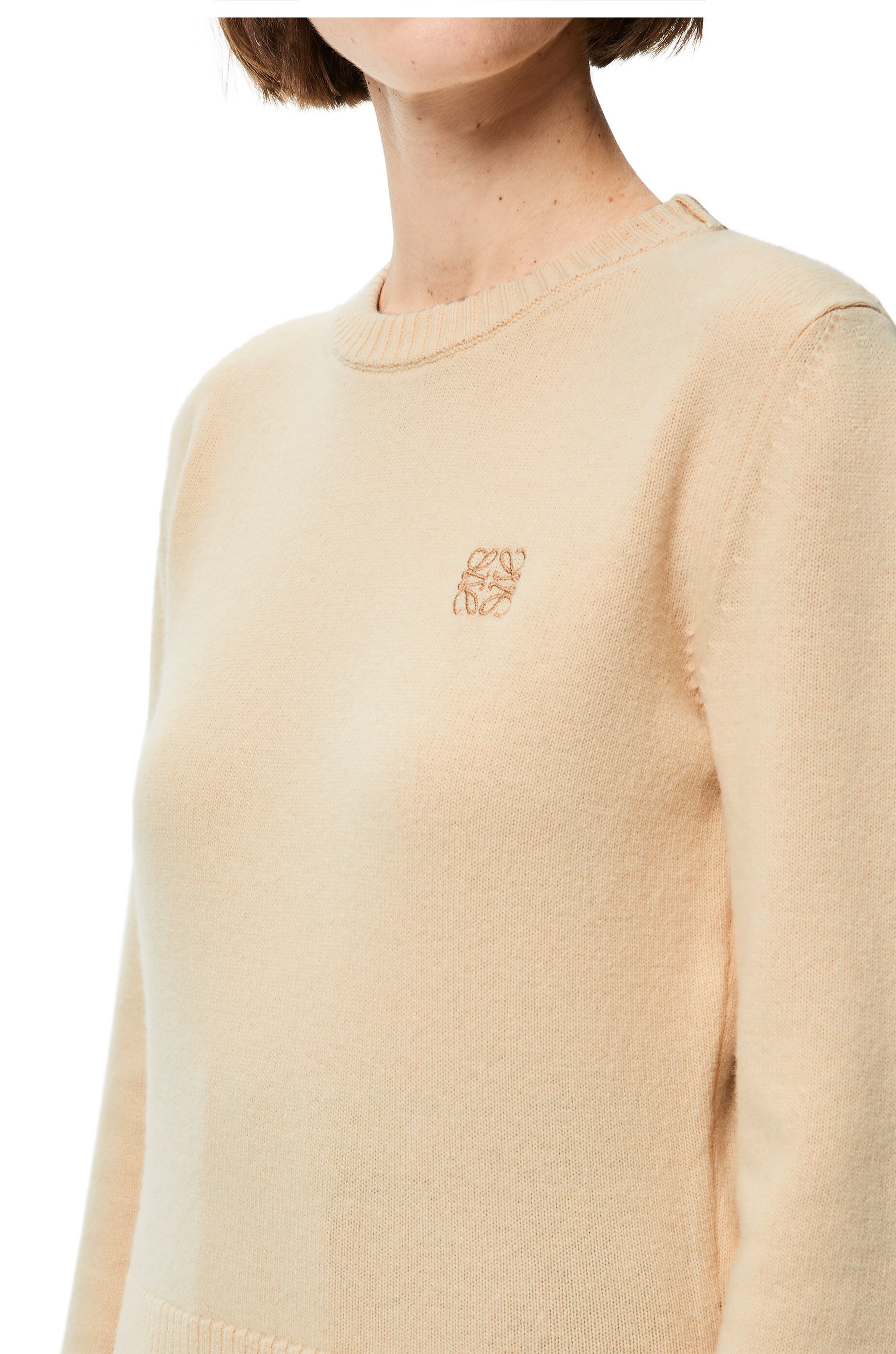 Anagram embroidered cropped sweater in wool - 5