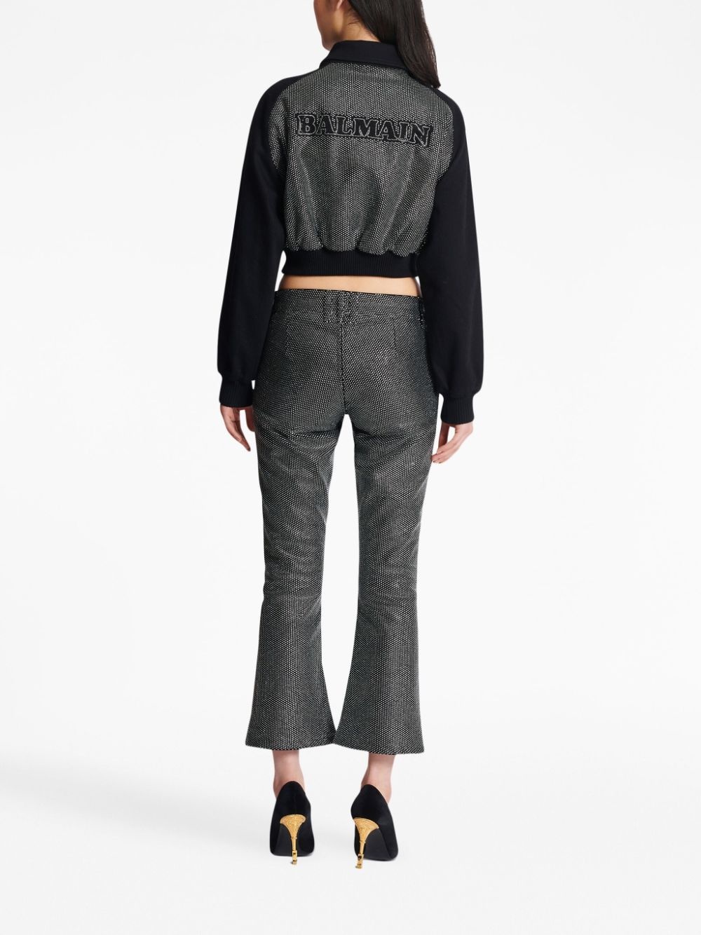 logo-embellished cropped jacket - 4