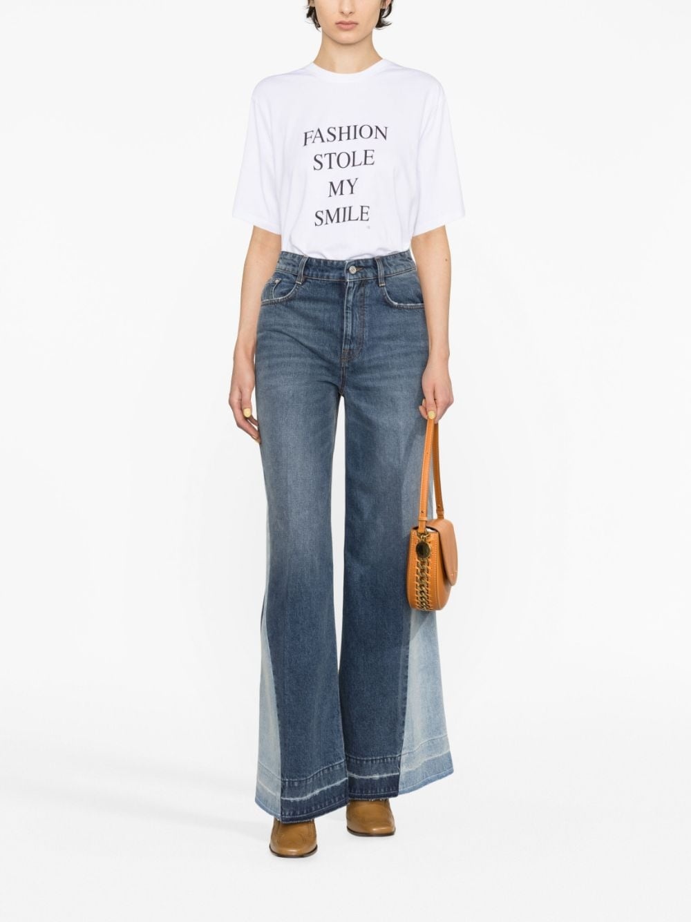 Double-tone wide-leg jeans - 2