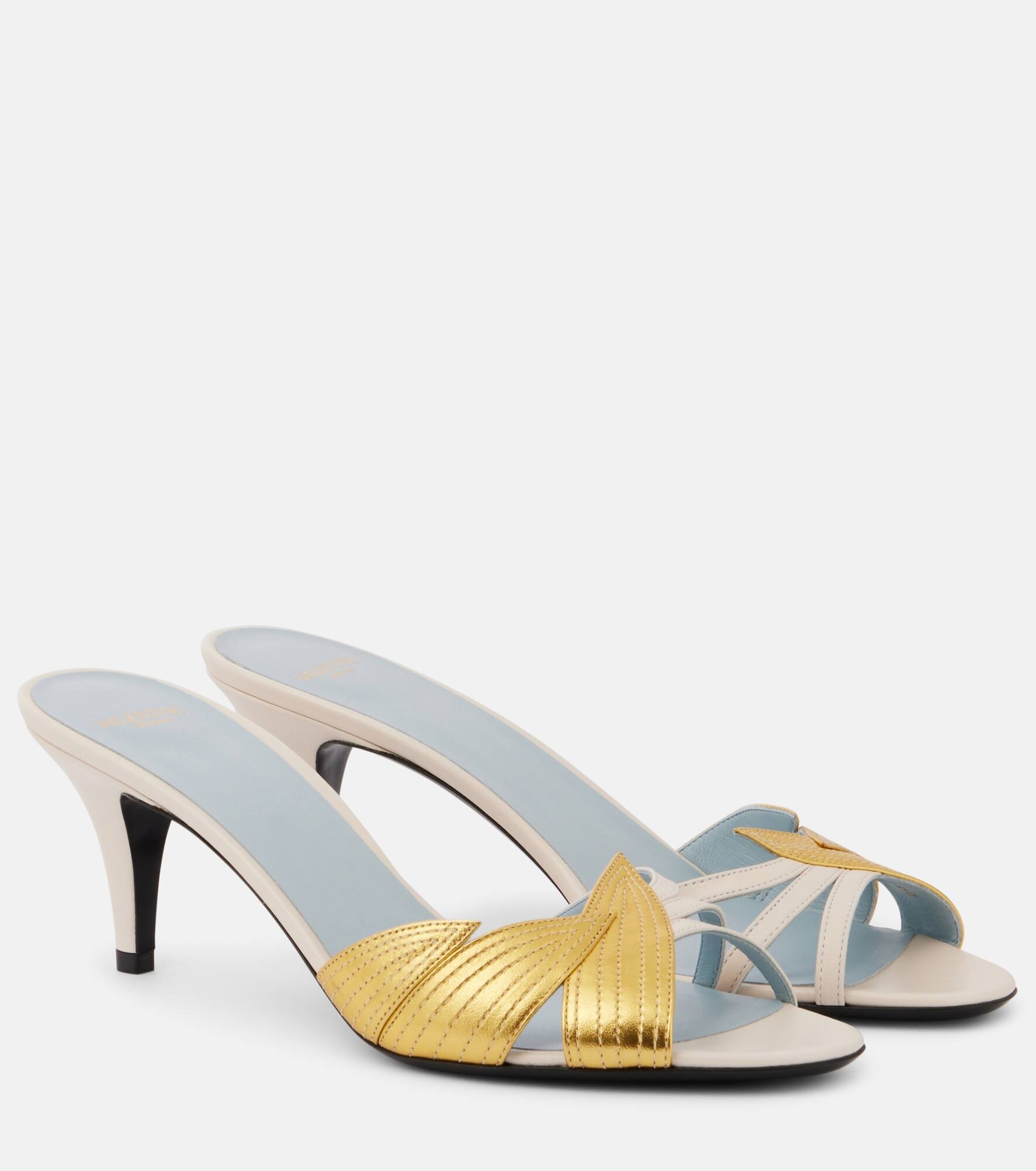 Foliefoliage metallic leather mules - 1