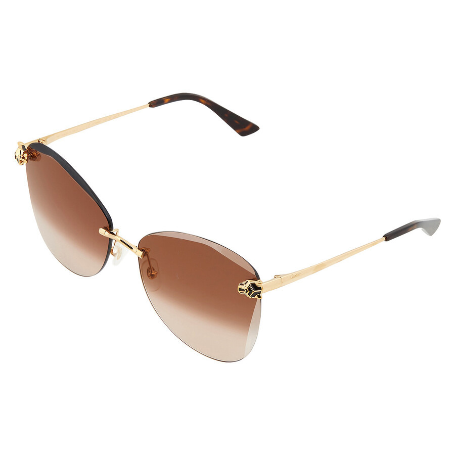 Cartier Panthere de Cartier Brown Multitreatment Butterfly Ladies Sunglasses CT0398S 002 62 - 3