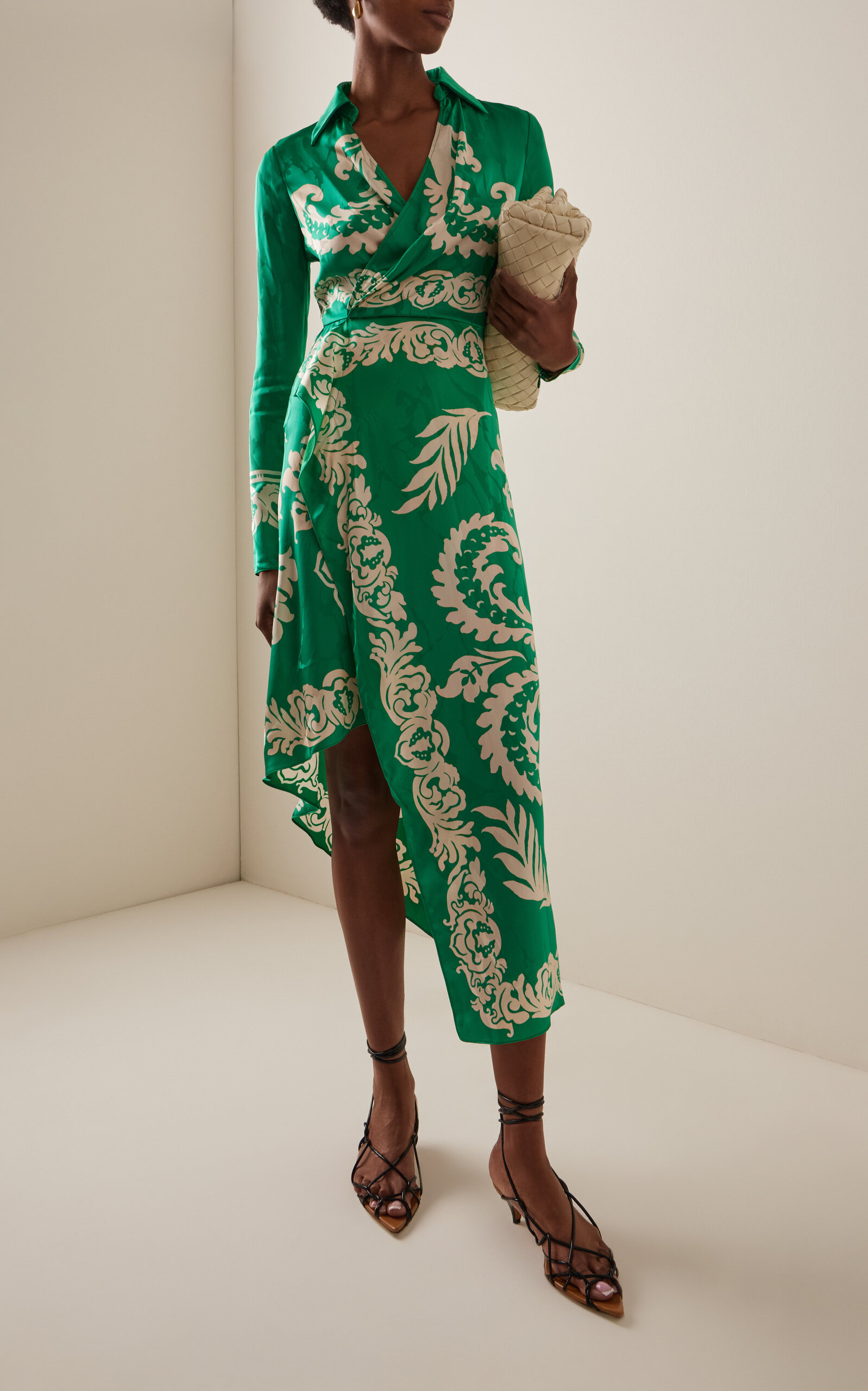 Wrapped Satin Midi Dress green - 2
