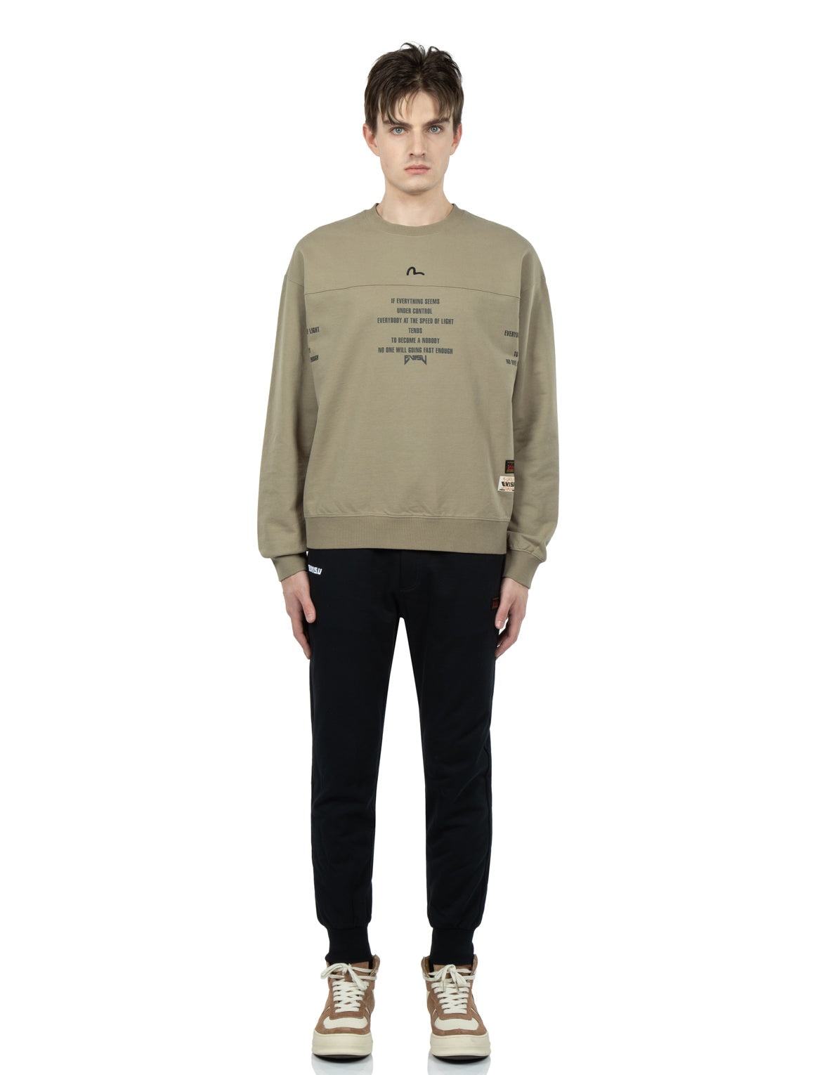 Spray-effect Godhead Print Sweatshirt with Seagull Embroidery - 6