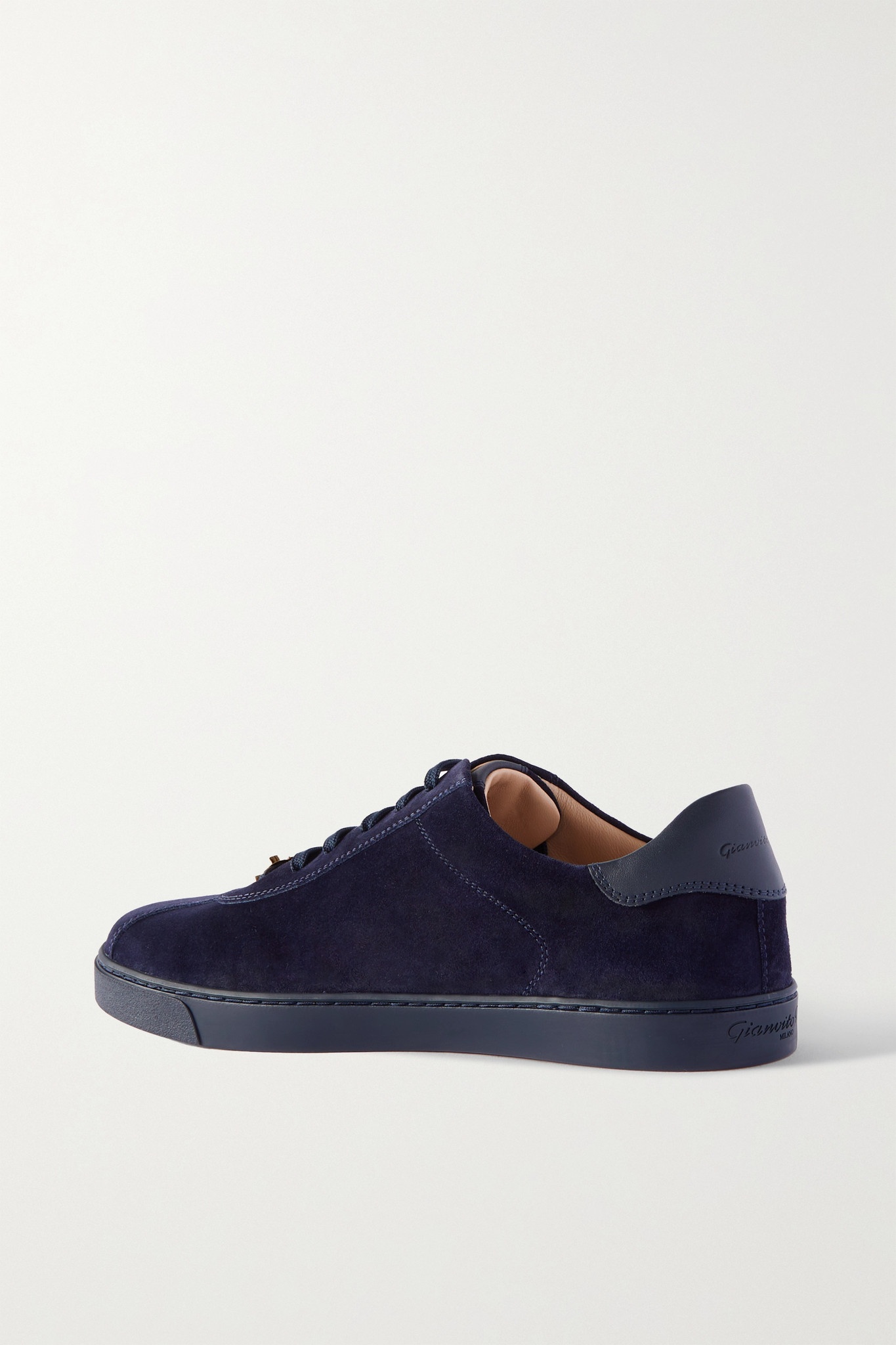 Leather-trimmed suede sneakers - 3