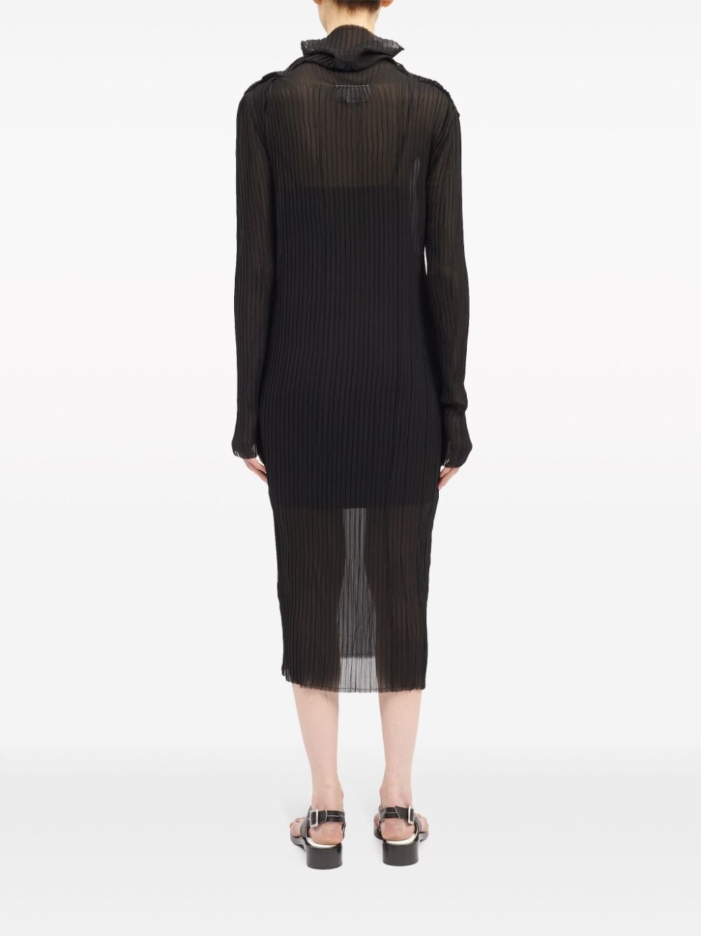 long sleeves plissÃ© midi dress - 4