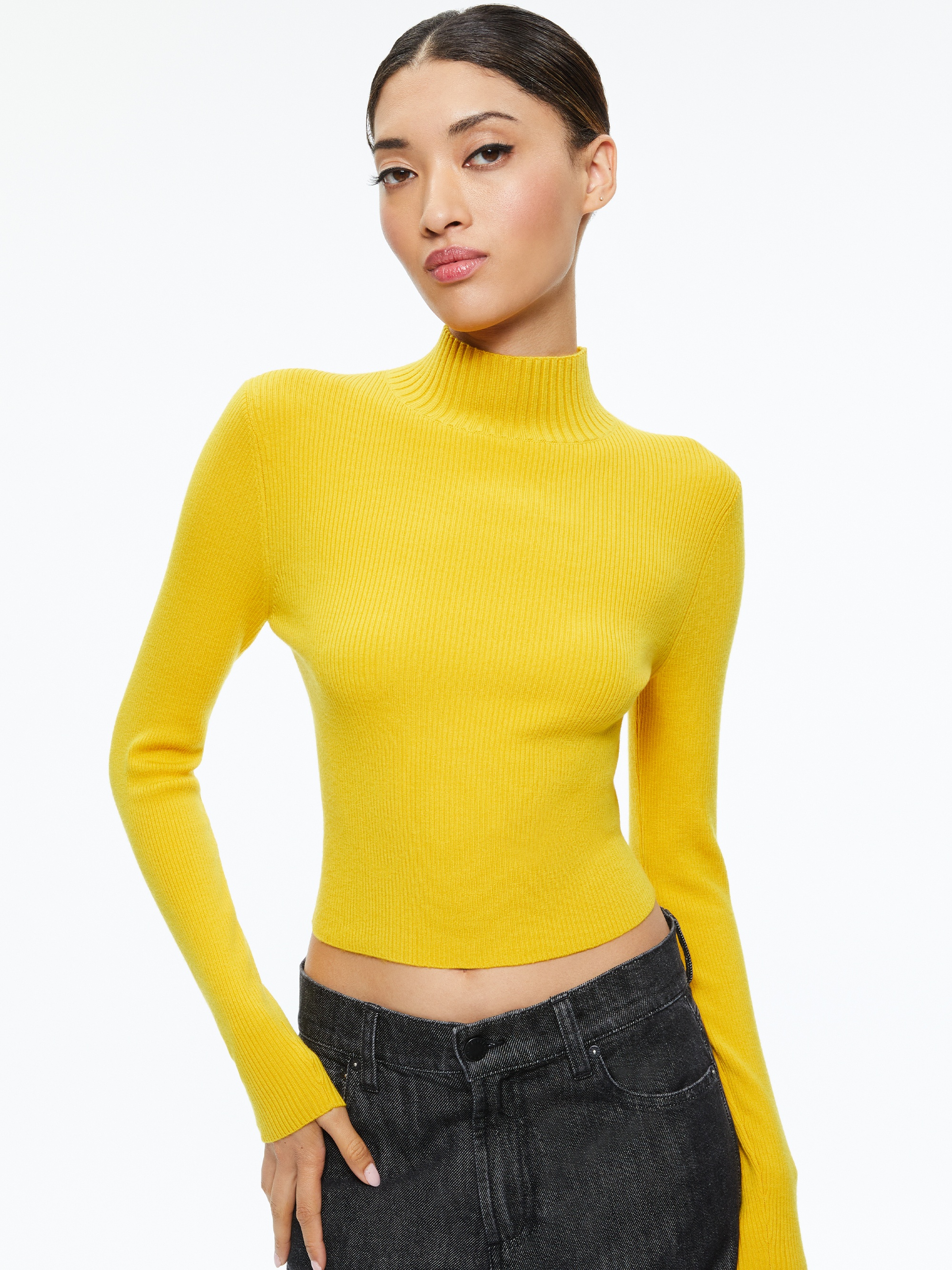SENAIDA CROPPED MOCK NECK PULLOVER - 2