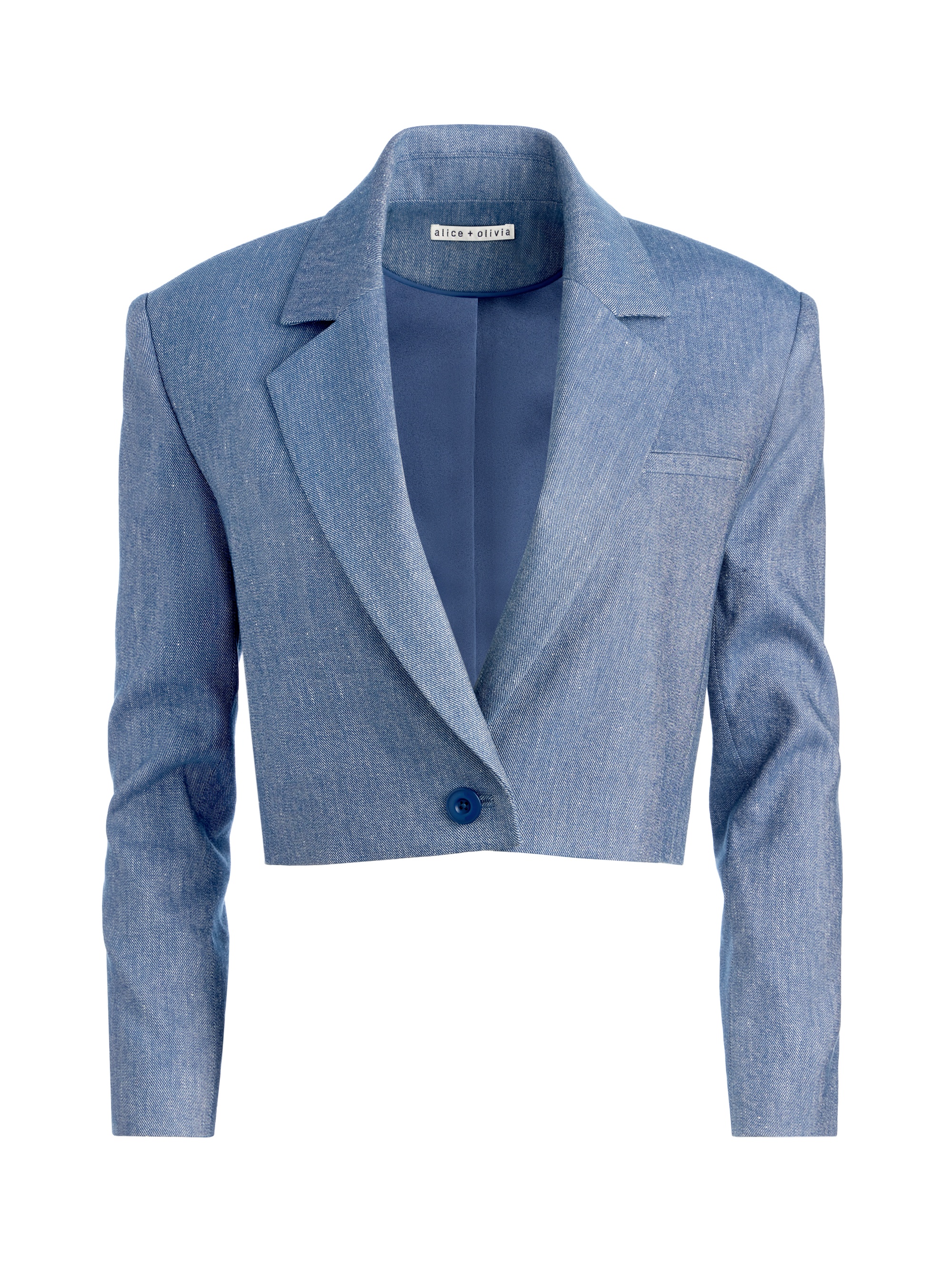 SHAN CROPPED CHAMBRAY BLAZER - 1