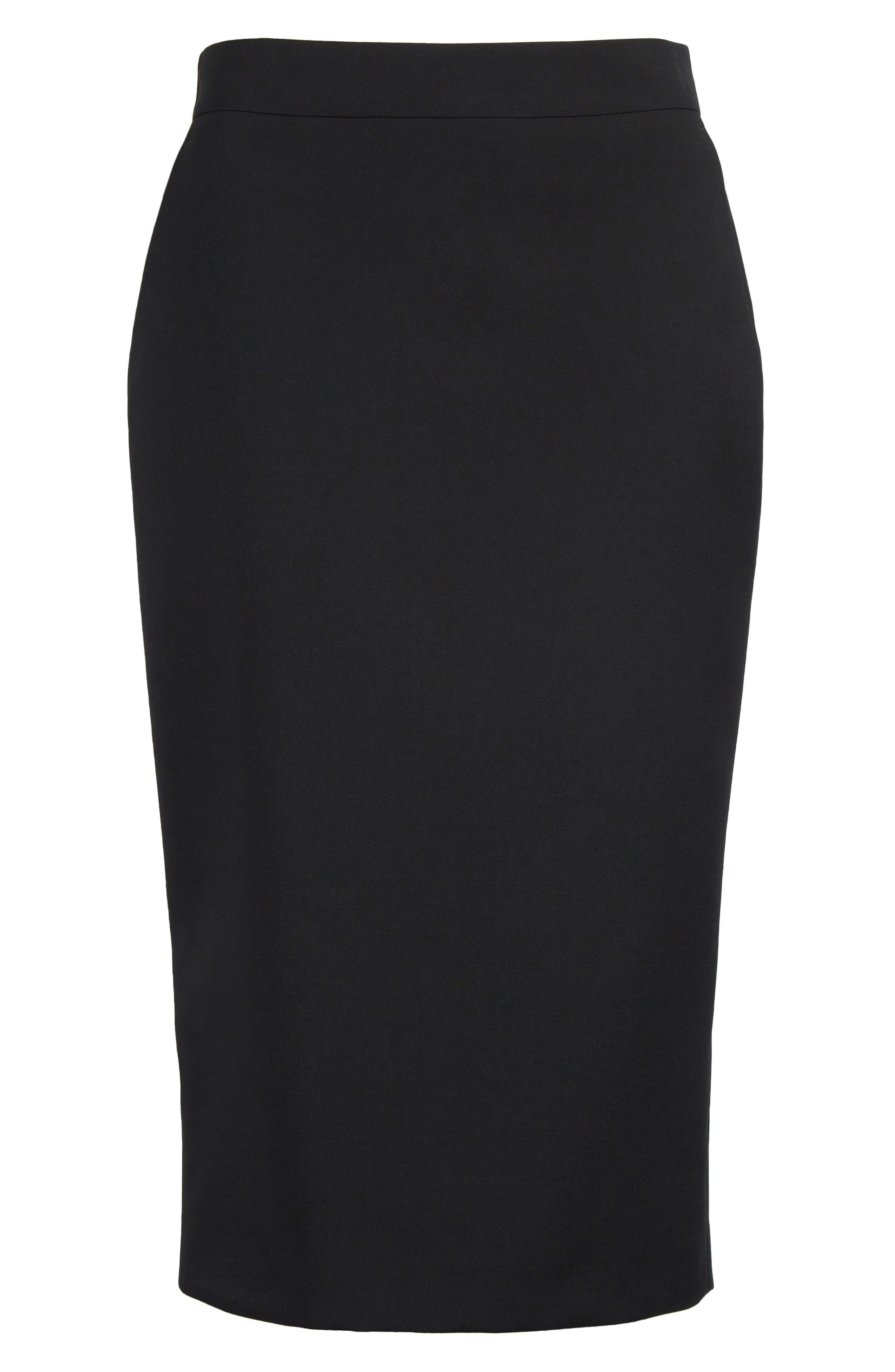 McQueen Back Button Wool Gabardine Pencil Skirt in Black at Nordstrom - 6