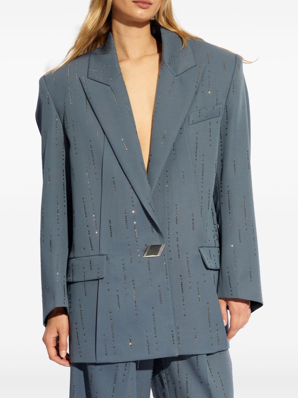 rhinestone-embellished wool blazer - 3