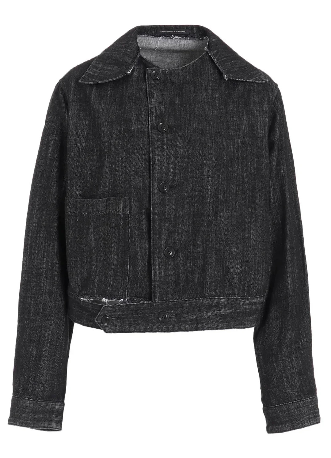 8Oz Denim Slit Collar Short Blouse - 2