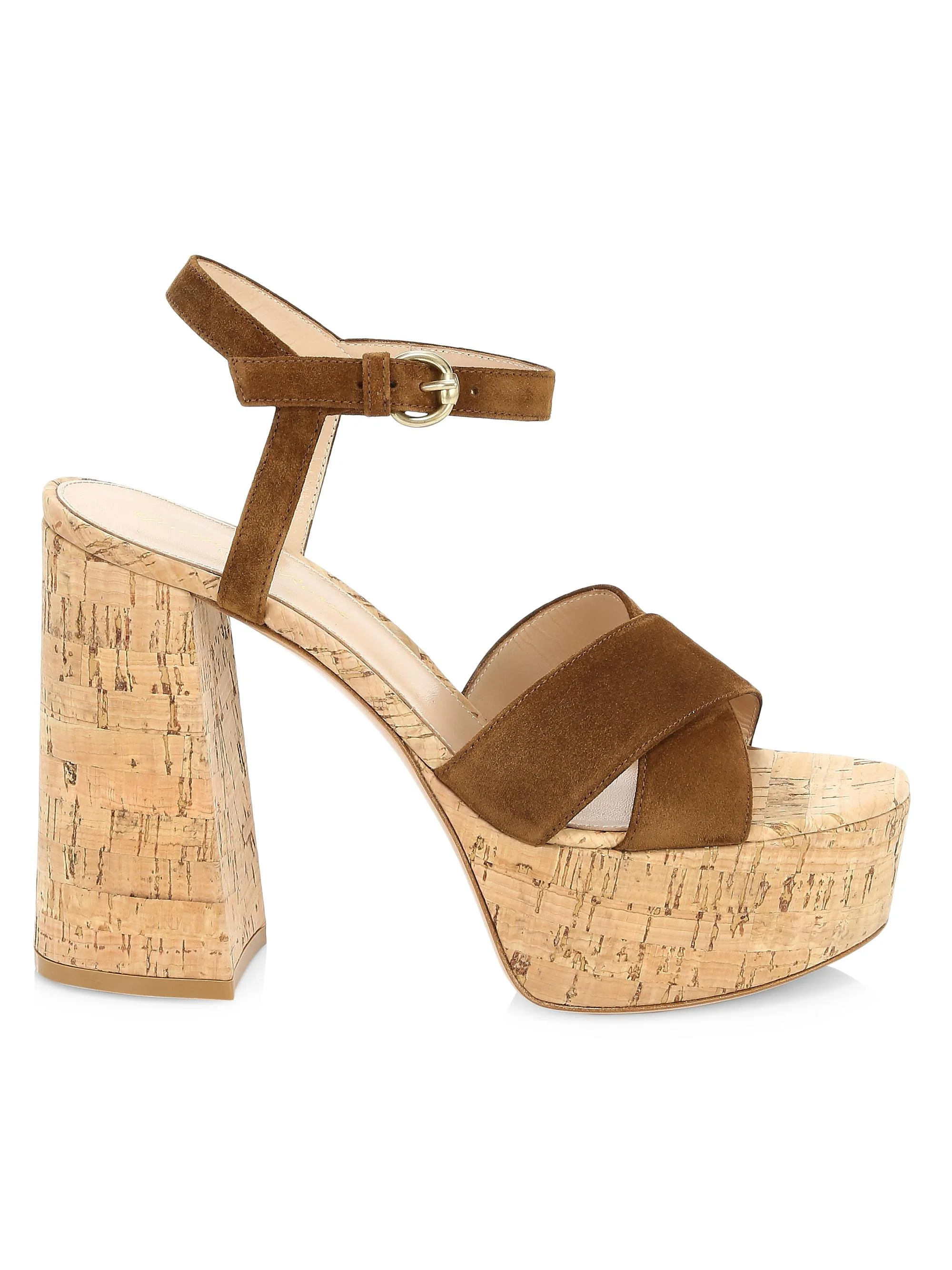 Women's Suede & Cork Platform Sandals - Texas Cork - 1