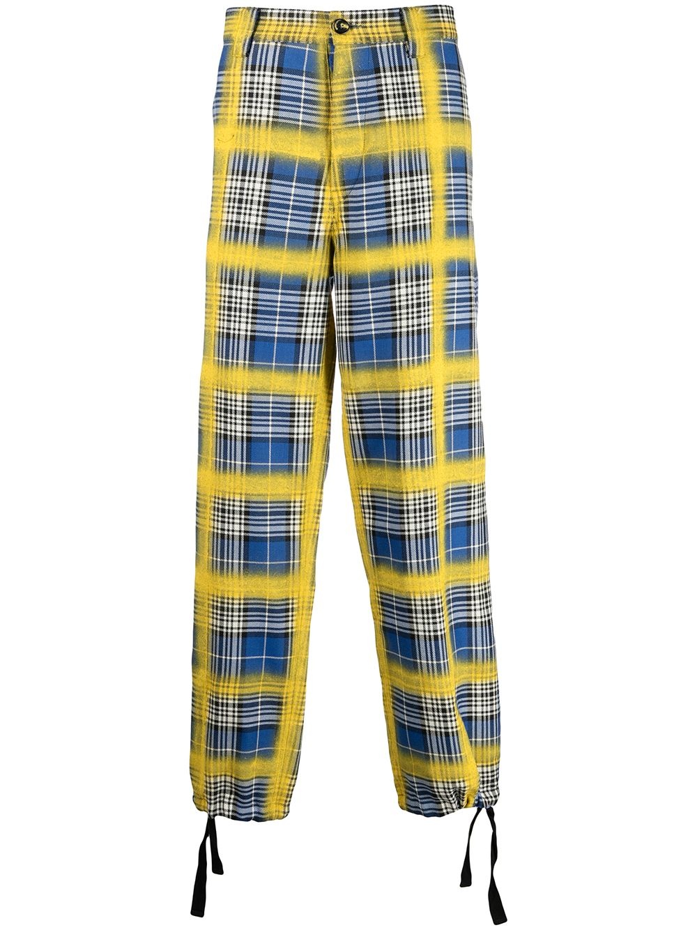 plaid straight-leg trousers - 1