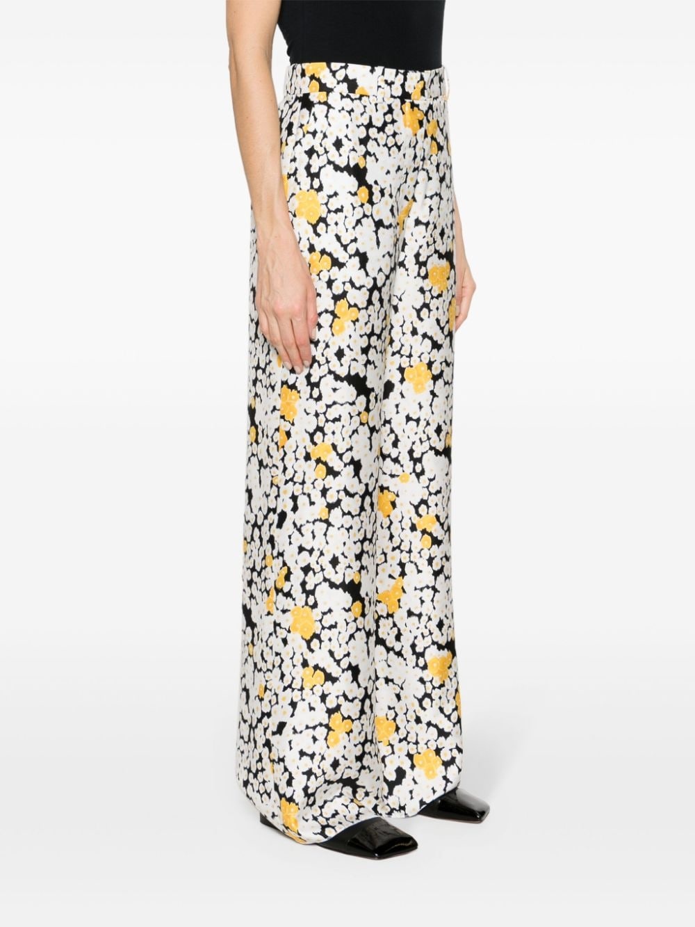 floral wide-leg trousers - 3