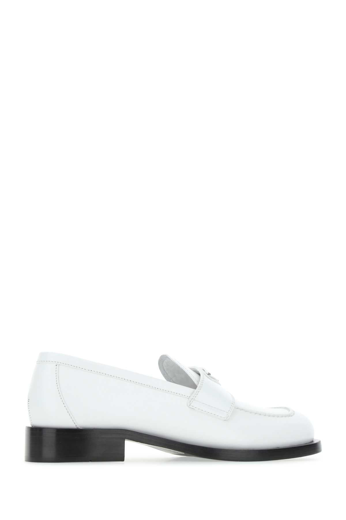 Prada Women White Leather Loafers - 5