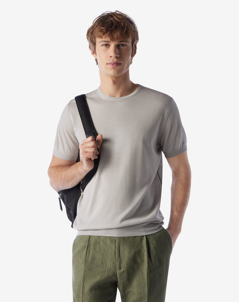 CORNELIANI Beige ultra fine wool crew neck knitwear outlook