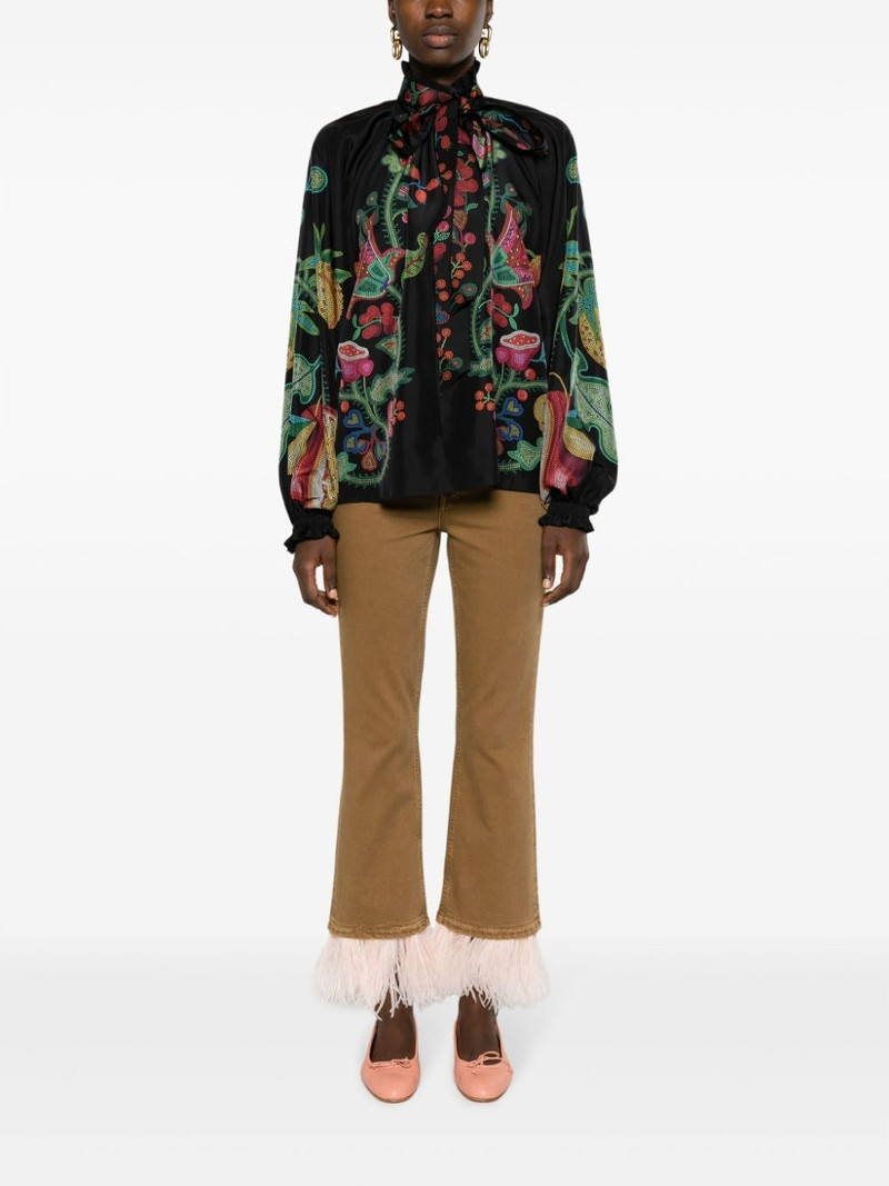 La DoubleJ Fancy feather-trim cropped jeans outlook