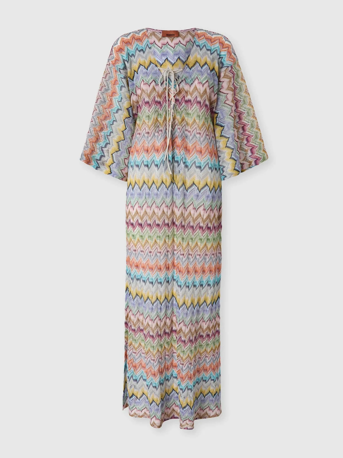 Long viscose lamé cover-up caftan - 1