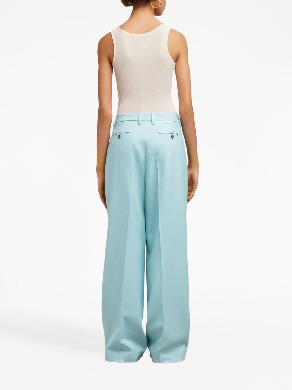 pleated long-length wool trousers - 3