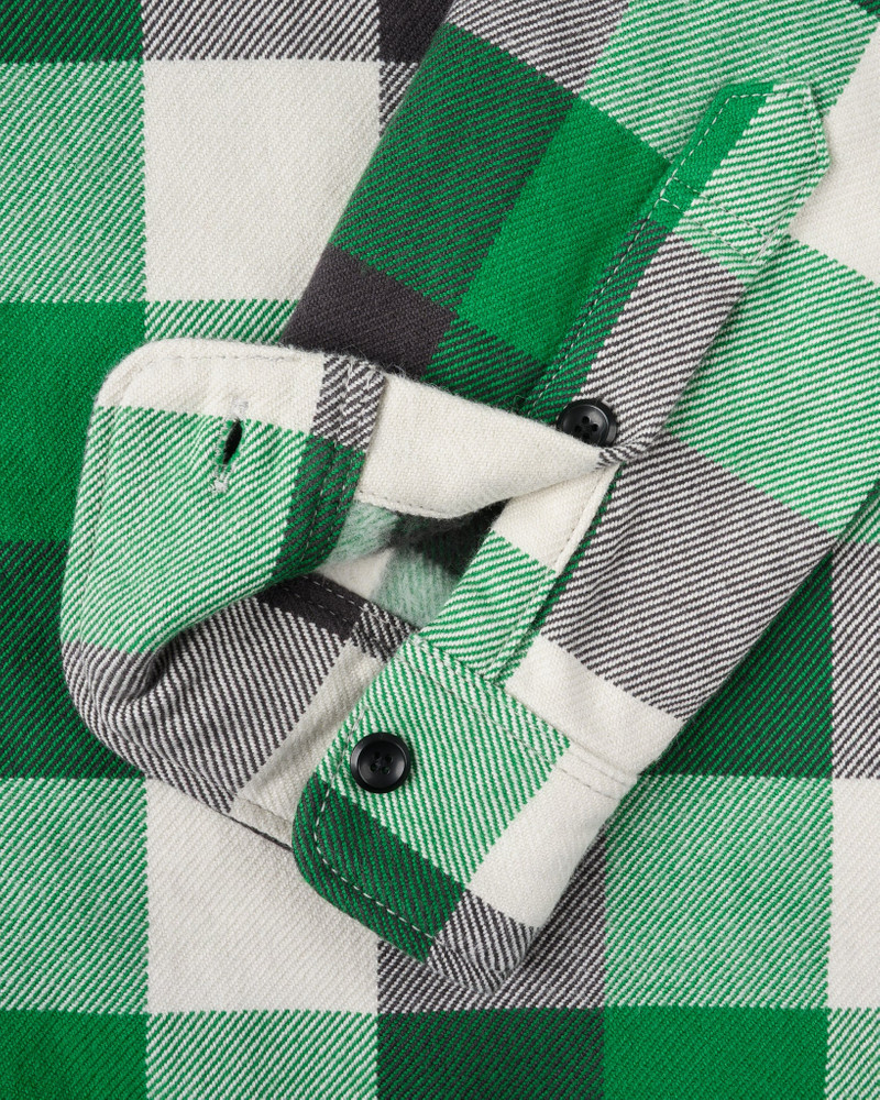 ULTRA HEAVY FLANNEL VINTAGE CHECK WORK OVERSHIRT - GREEN 10