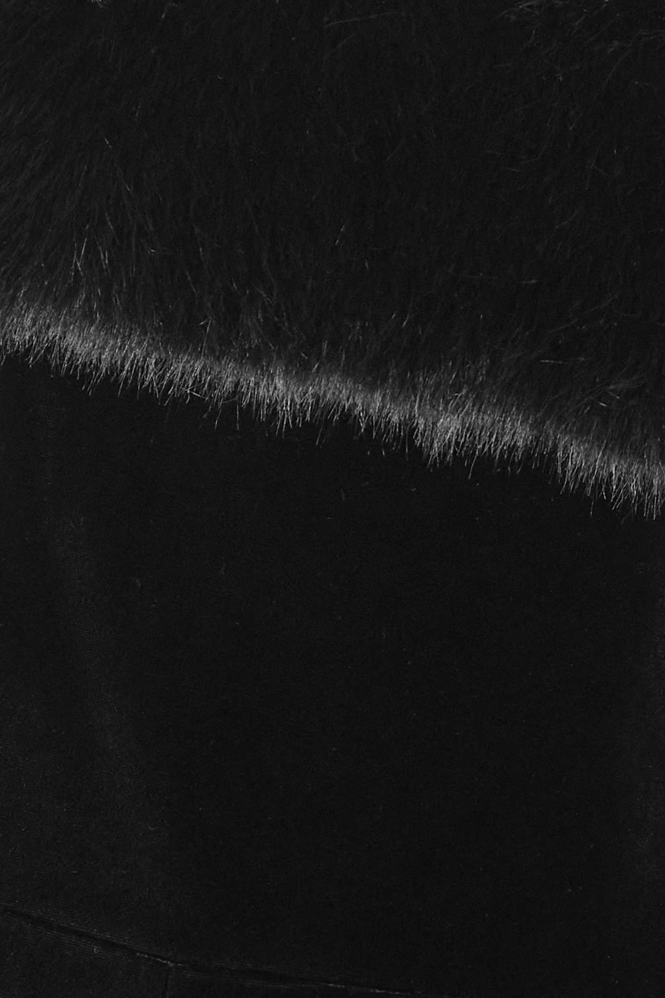 SAINT LAURENT Faux fur-trimmed velvet bandeau jumpsuit