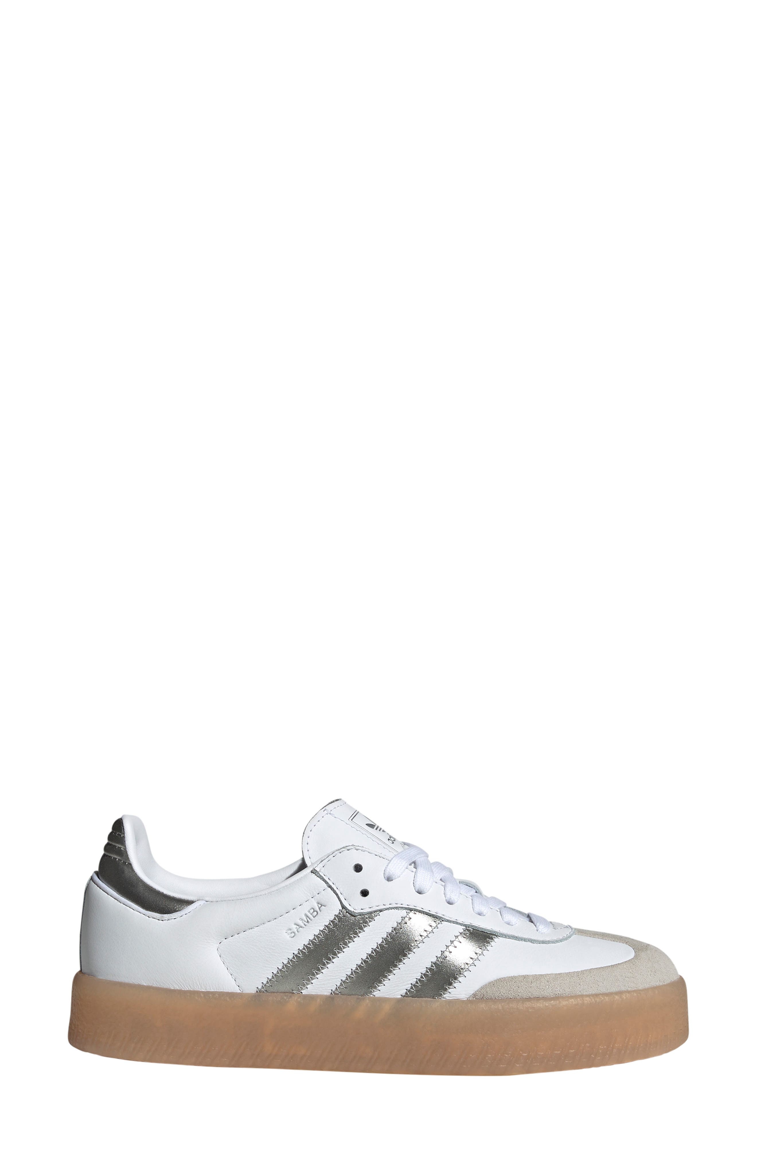 adidas Sambae Sneaker in White/Silver Metallic/Gum at Nordstrom - 3