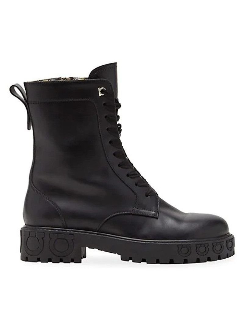 Chopper Lug-Sole Leather Combat Boots 1