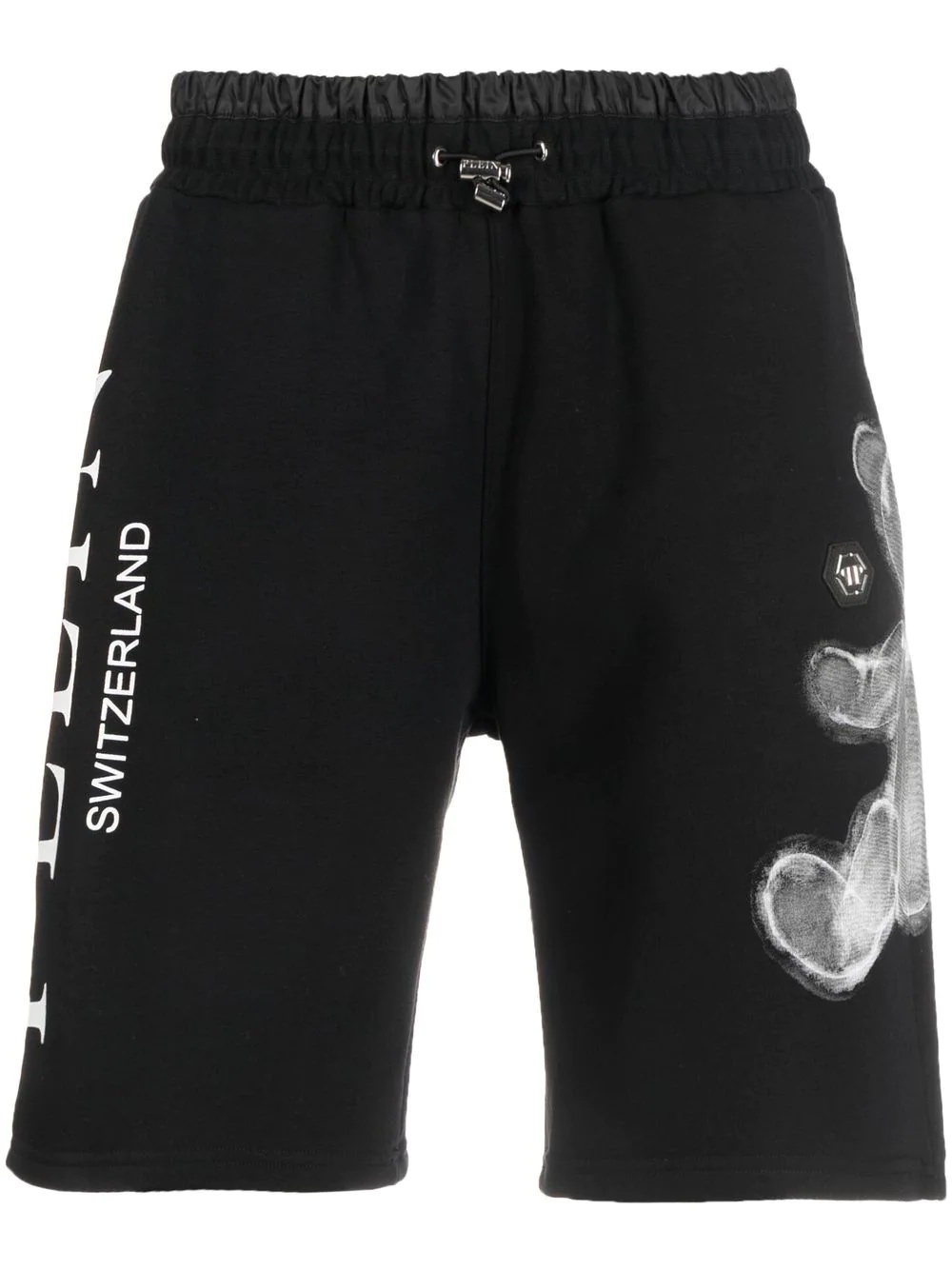 teddy-print track shorts - 1