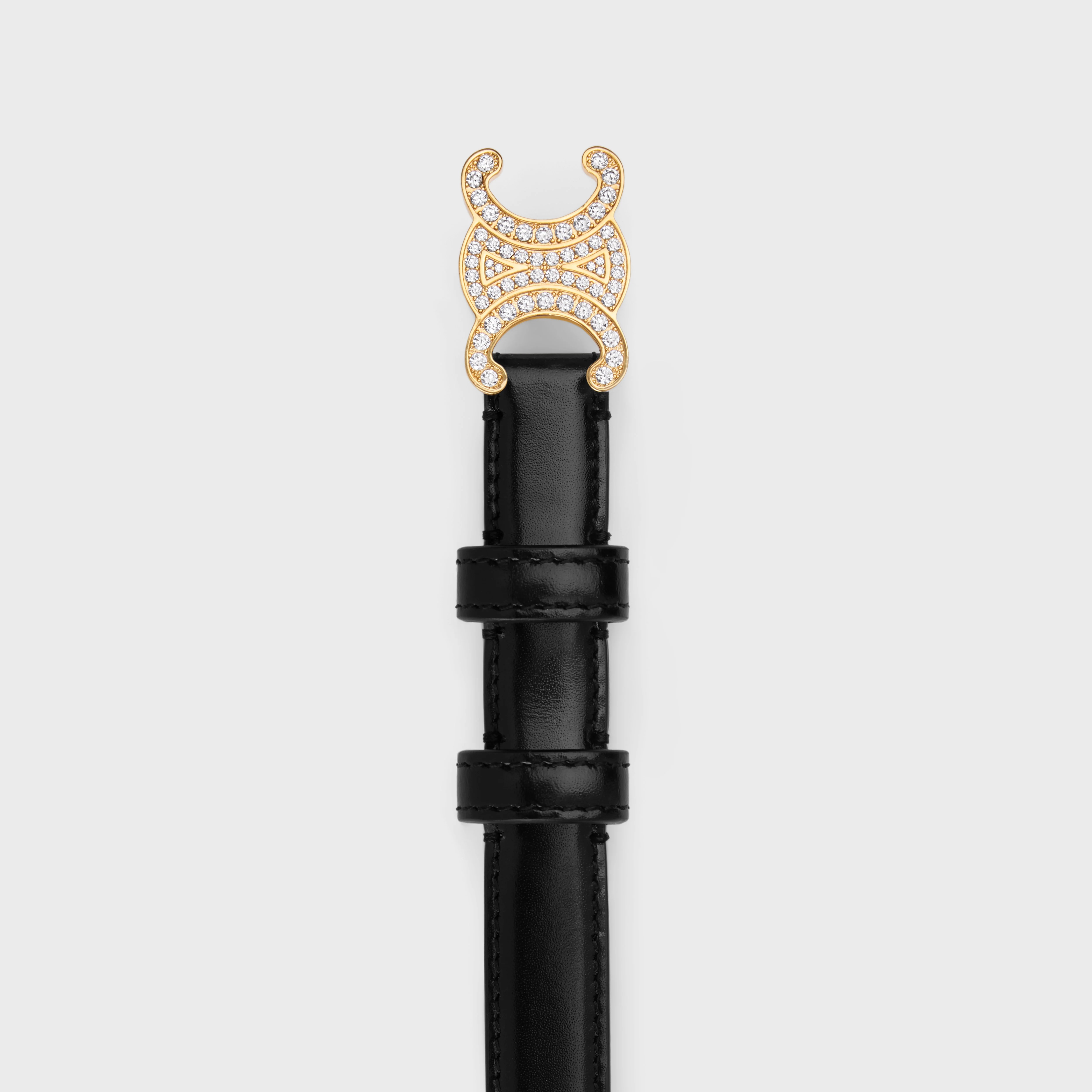 CELINE Small triomphe belt with strass in Taurillon Leather