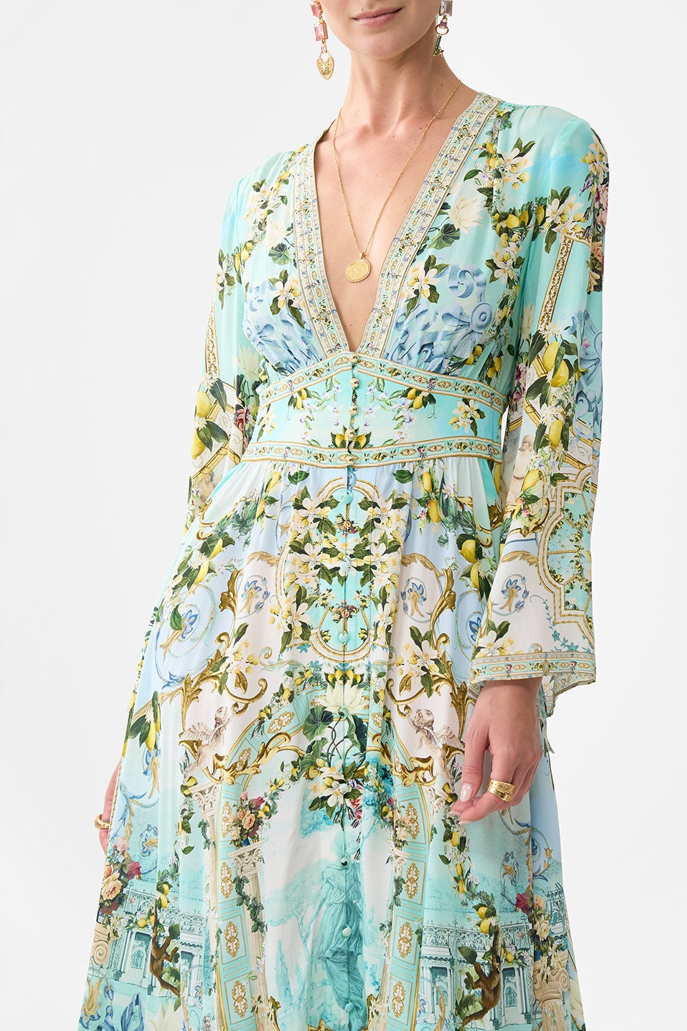 KIMONO SLEEVE DRESS WITH SHIRRING DETAIL - 5