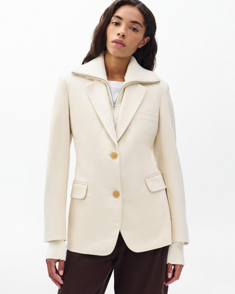 Frank Mixed-Media Blazer Refine Knit 2