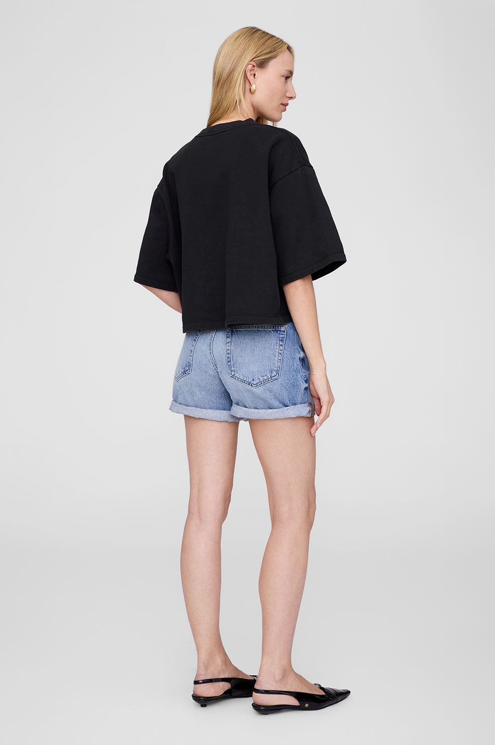 Myers Cropped Tee - Faded Black French Terry - 3