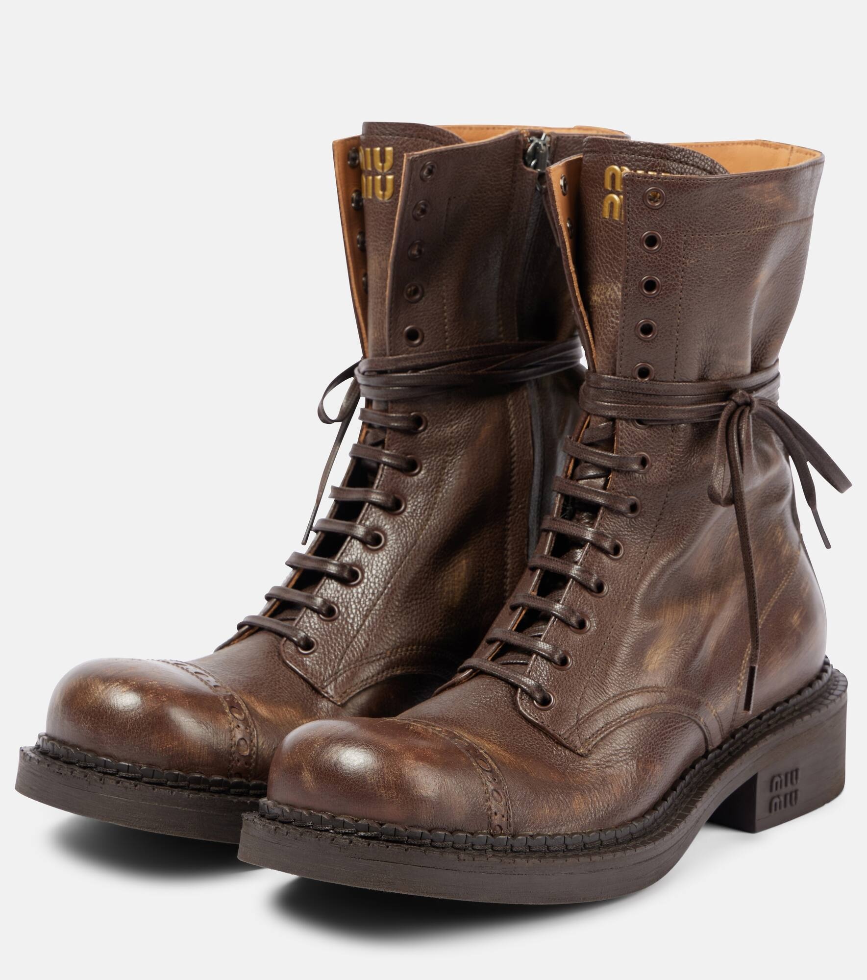 Leather lace-up boots - 4