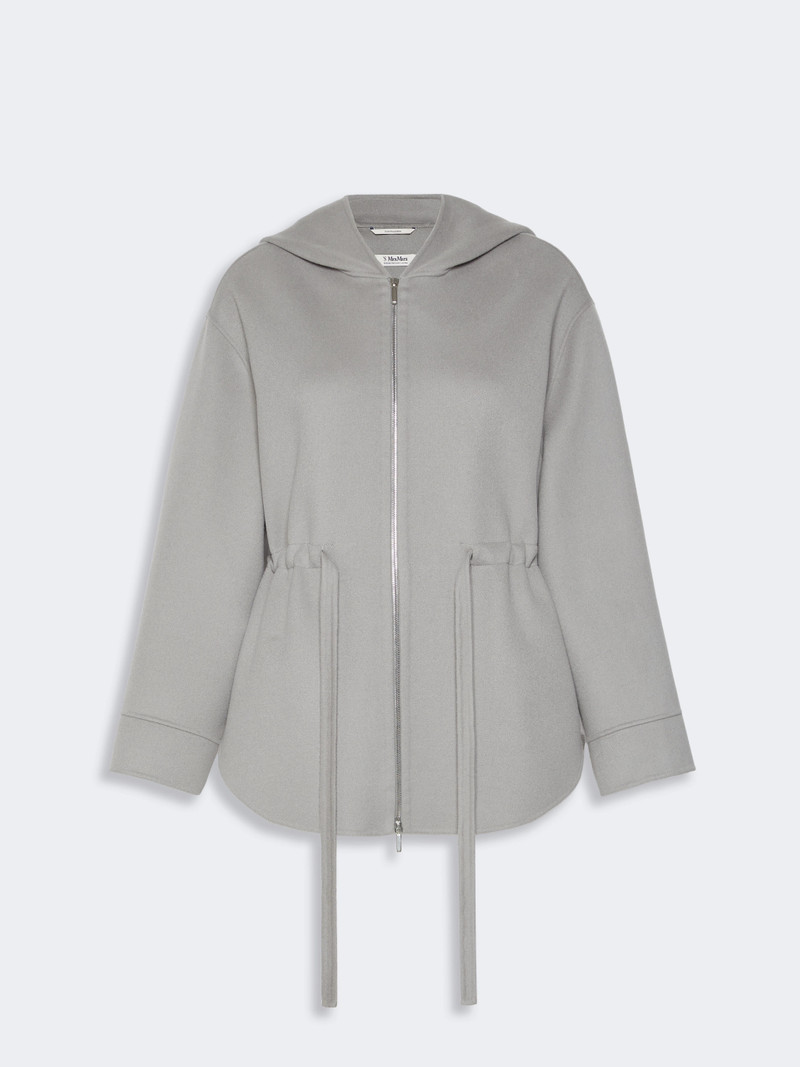 MONIA Short wool coat with hood - PEARL GREY 1