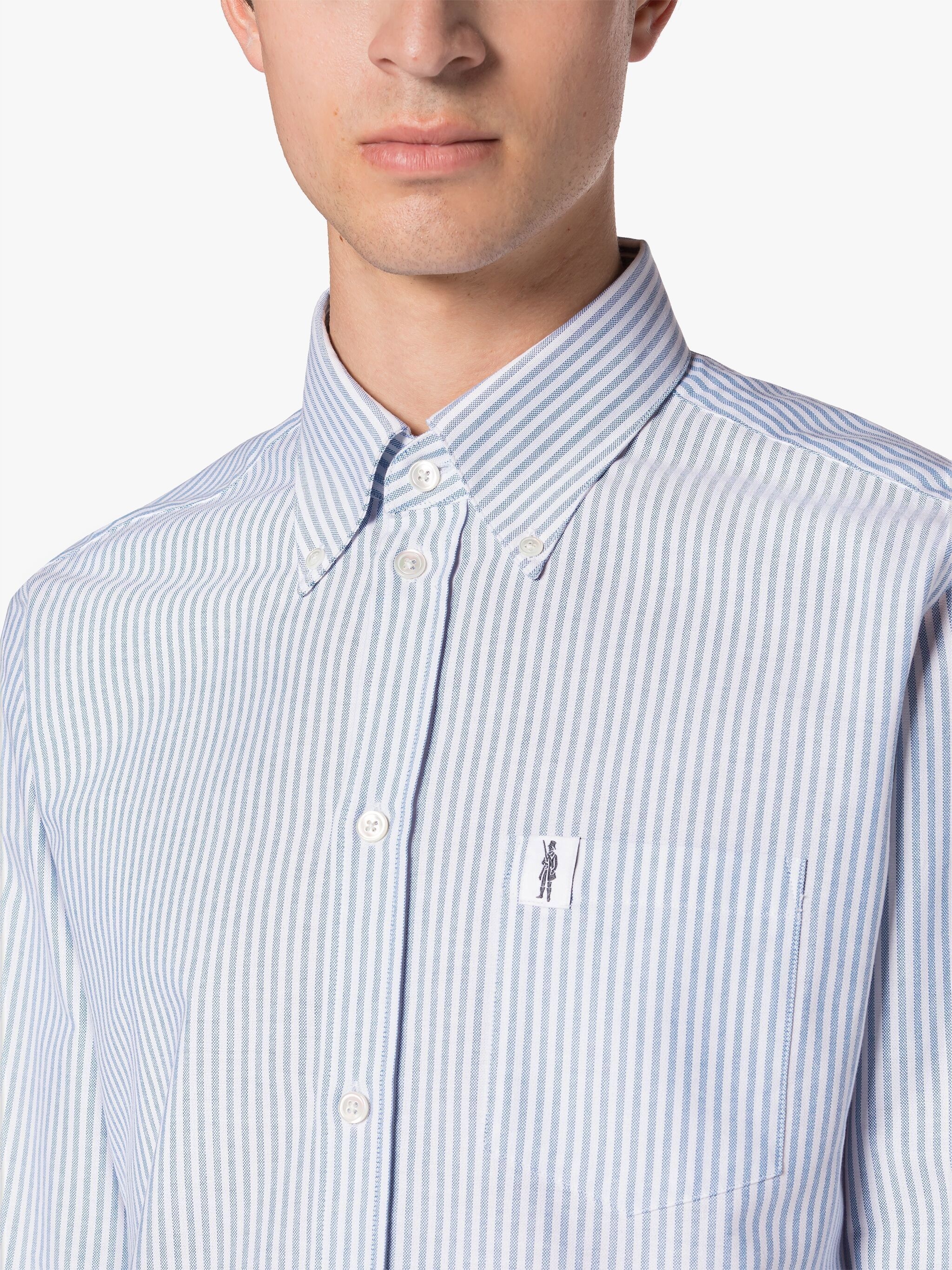 BLOOMSBURY NAVY & WHITE COTTON SHIRT - 5