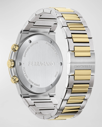 FERRAGAMO Men's 41mm Ferragamo Sapphire Chrono Watch with Bracelet Strap, Two Tone outlook