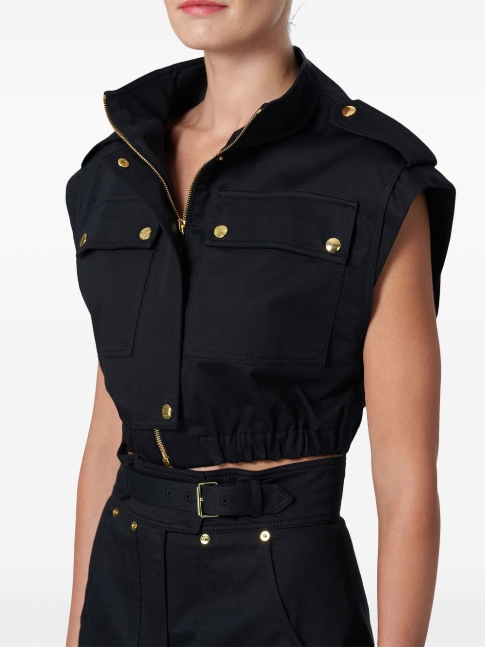 zip-up cropped cargo gilet - 4