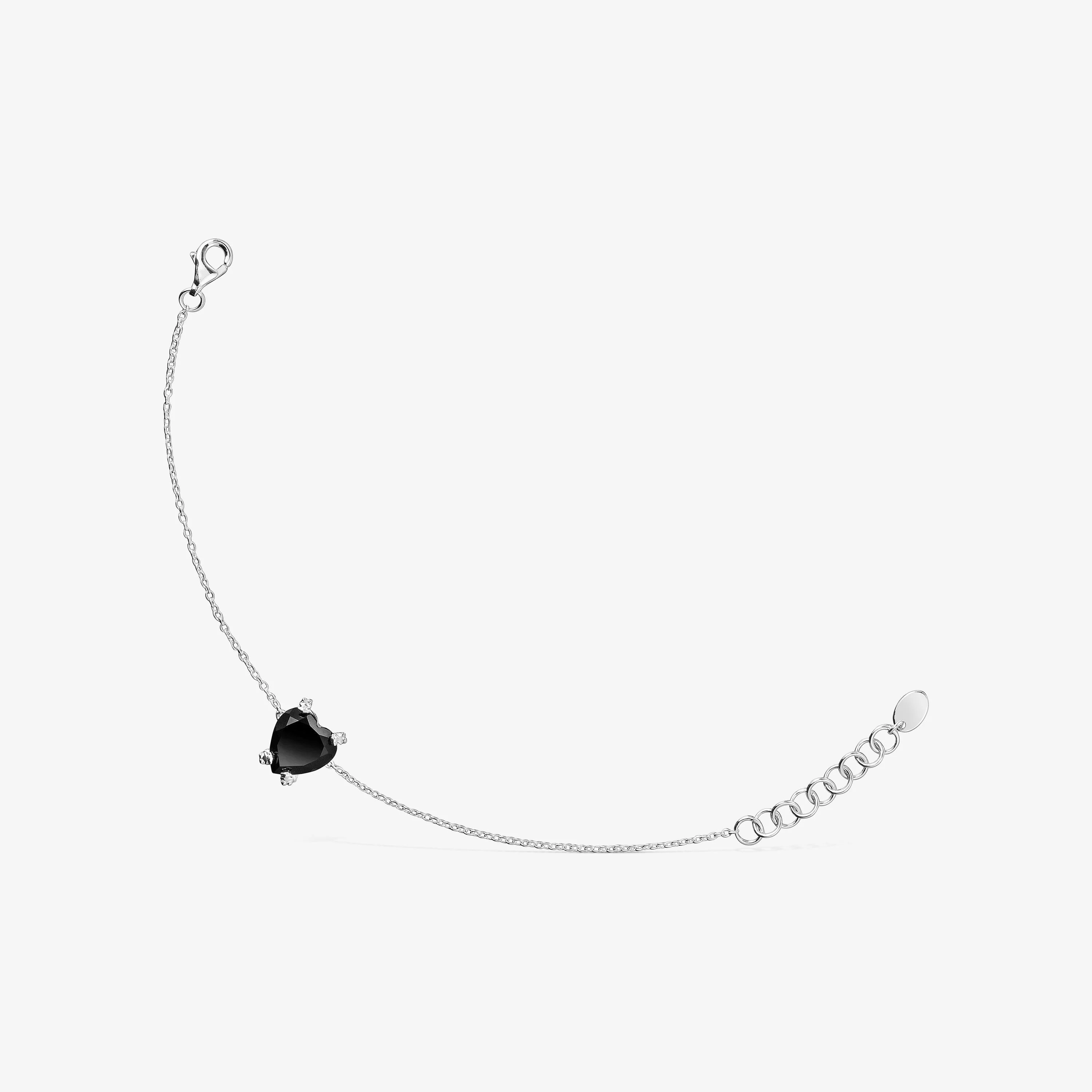 Silver Color Pills Heart bracelet with onyx - 1