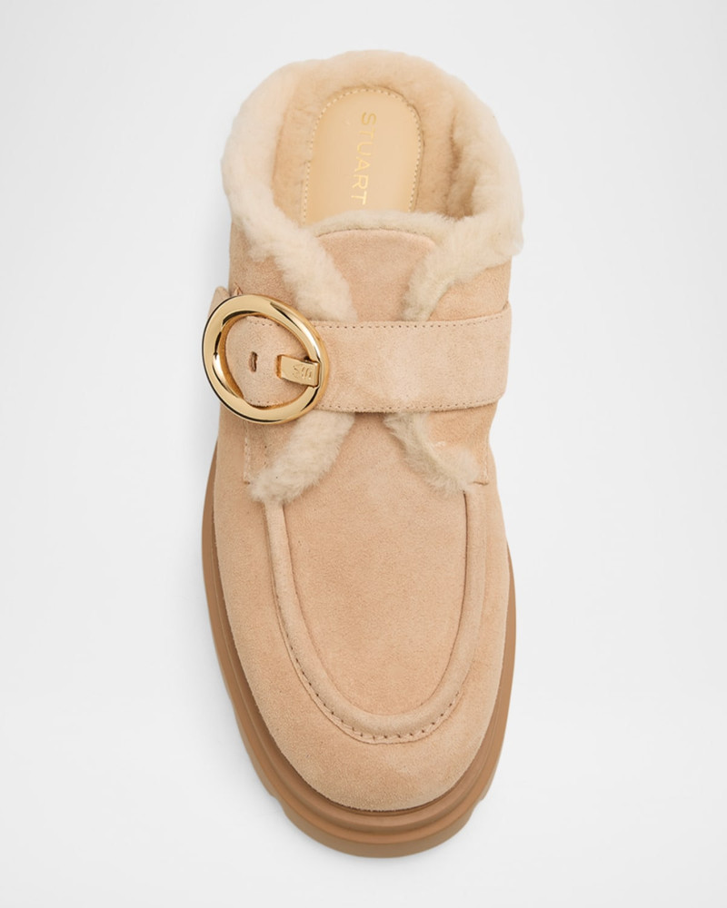 Benni Shearling-Lined Suede Mules 4