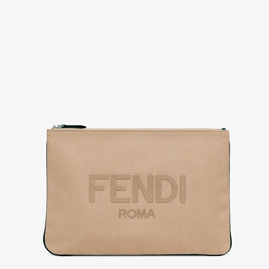 Beige canvas pouch - 1