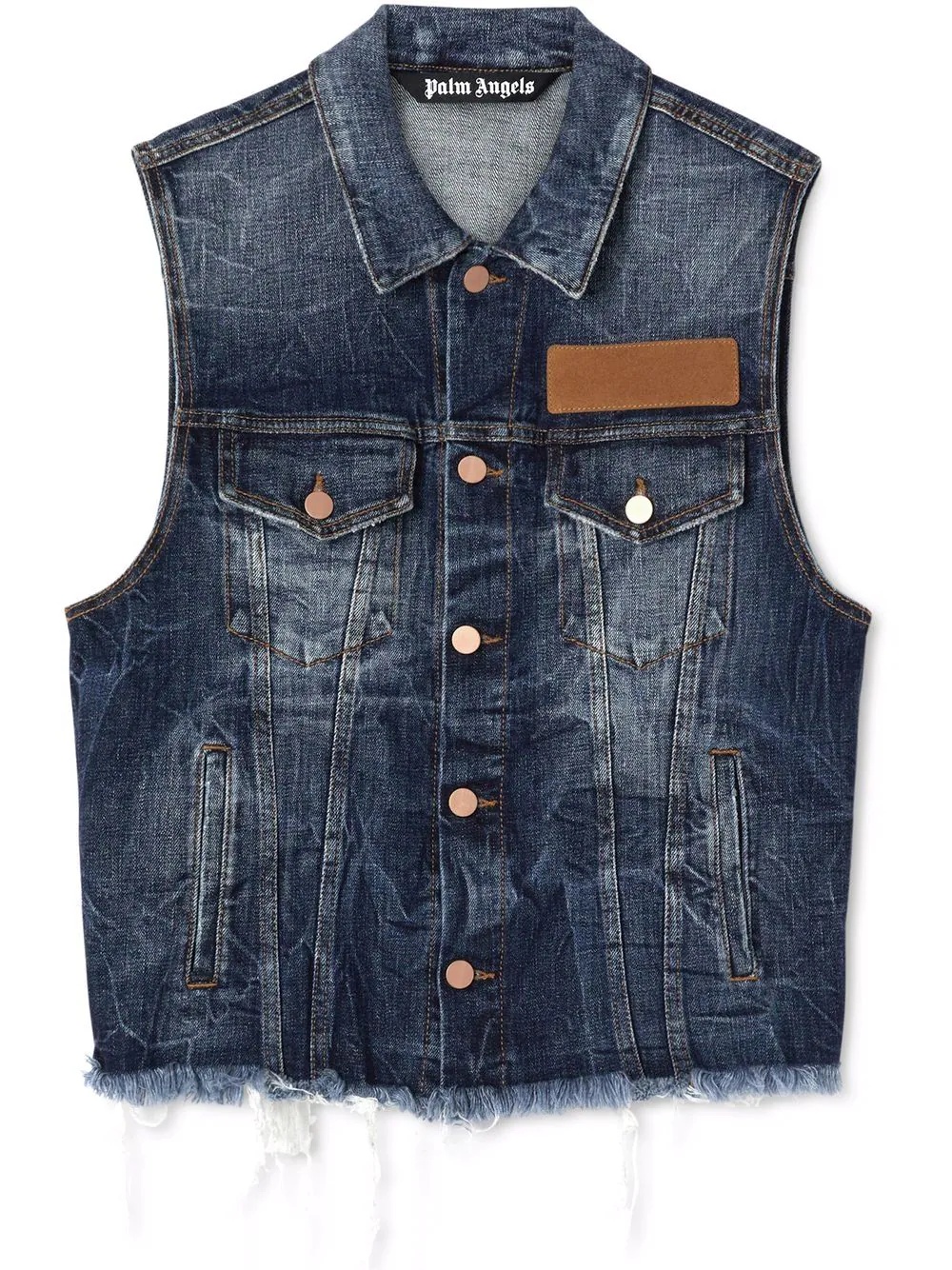 distressed denim gilet - 1